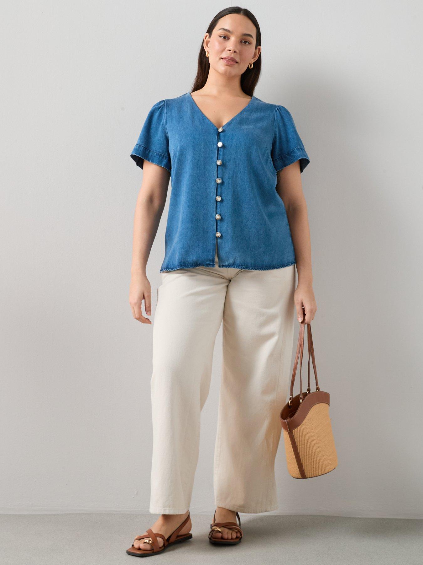 Image 3 of 6 of The Very Collection Curve Denim Button Through Blouse