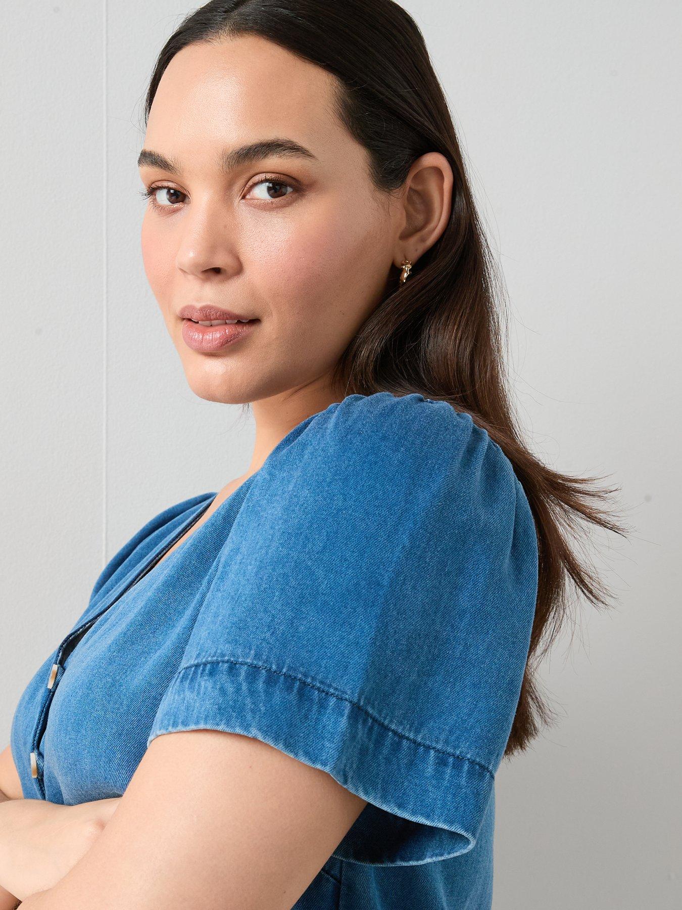 Image 6 of 6 of The Very Collection Curve Denim Button Through Blouse
