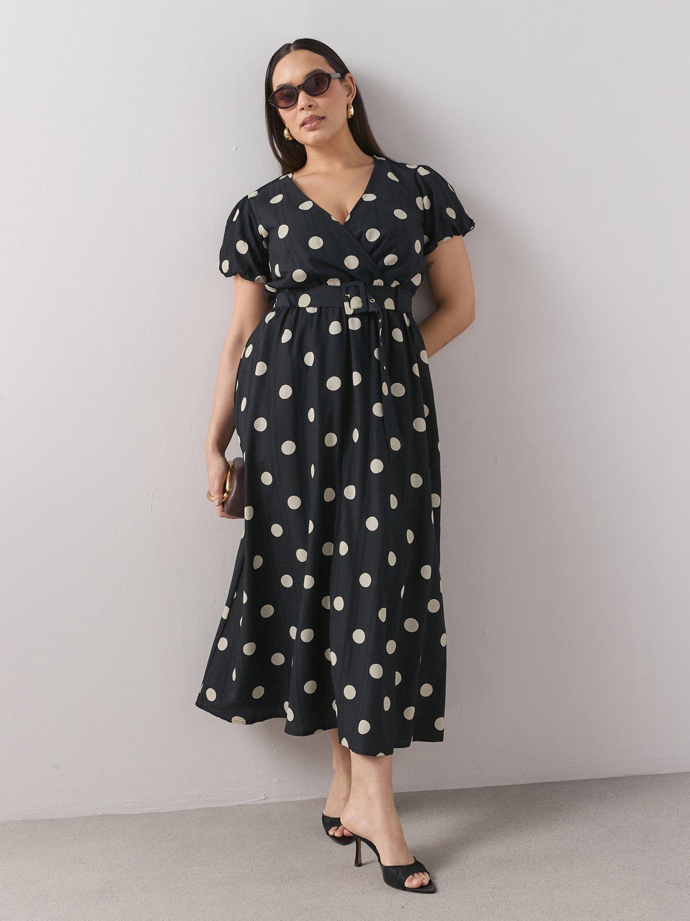 The Very Collection Curve Polka Dot Belted Wrap Midaxi Dress