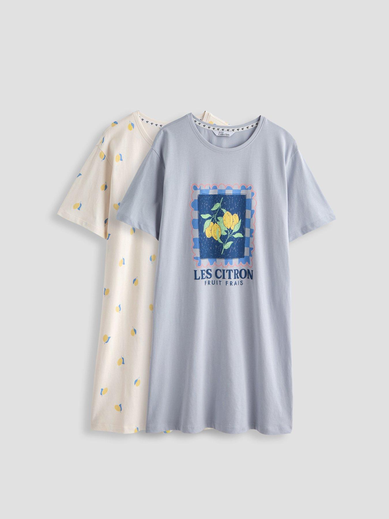 The Very Collection 2 Pack Lemon Print Nightdress - Multi