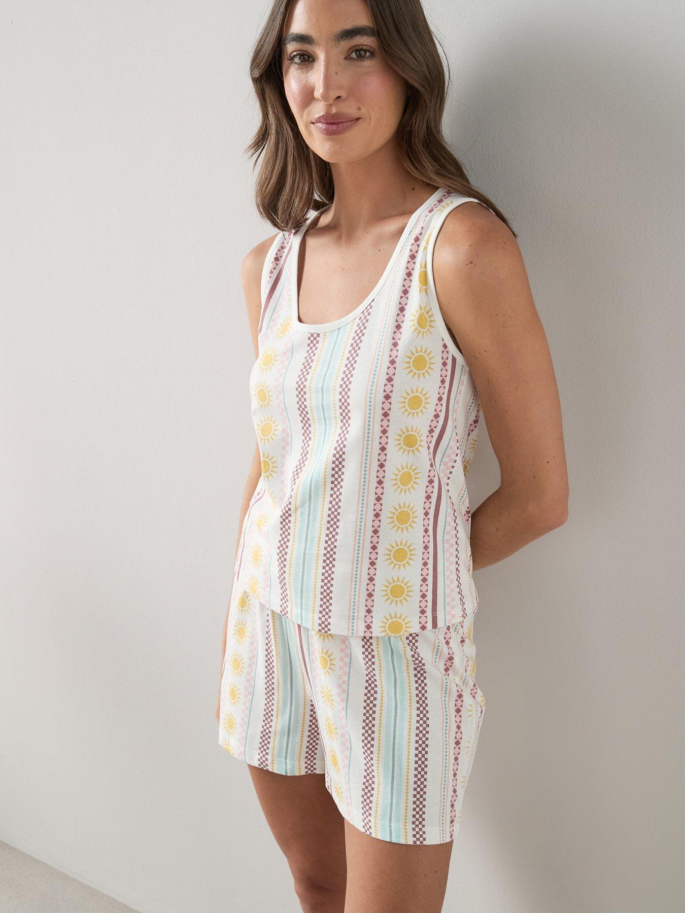 The Very Collection Abstract Sun Print Vest And Short Pyjama Set - Multi