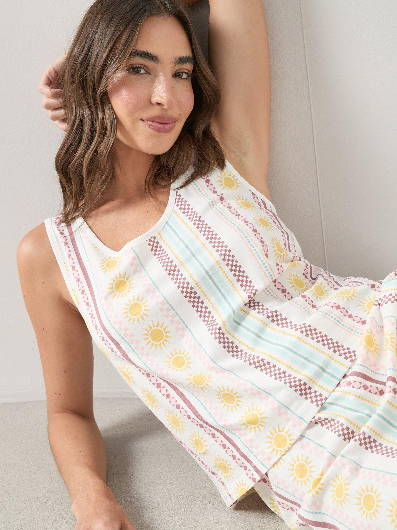 Image 4 of 7 of The Very Collection Abstract Sun Print Vest And Short Pyjama Set - Multi