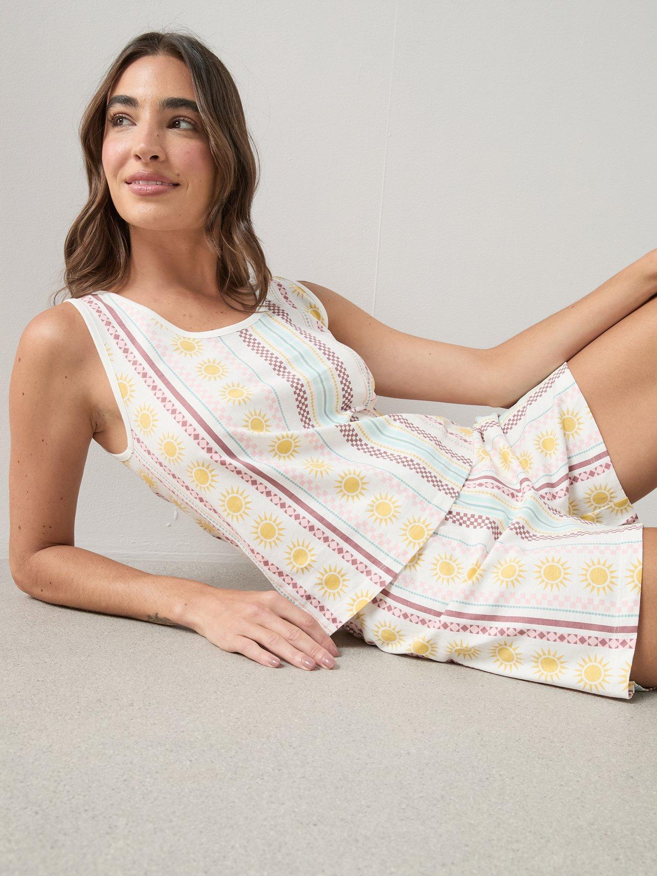 Image 6 of 7 of The Very Collection Abstract Sun Print Vest And Short Pyjama Set - Multi