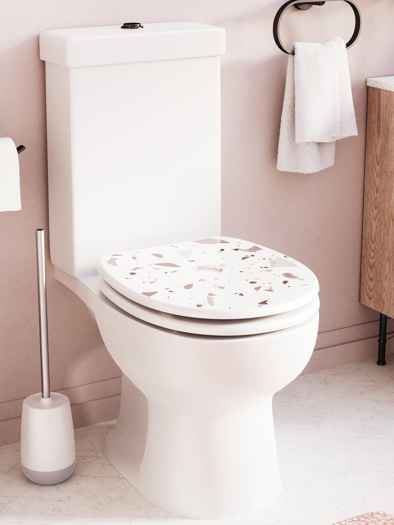 Image 1 of 7 of Croydex Terrazzo Pink Print Flexi-fix Toilet Seat