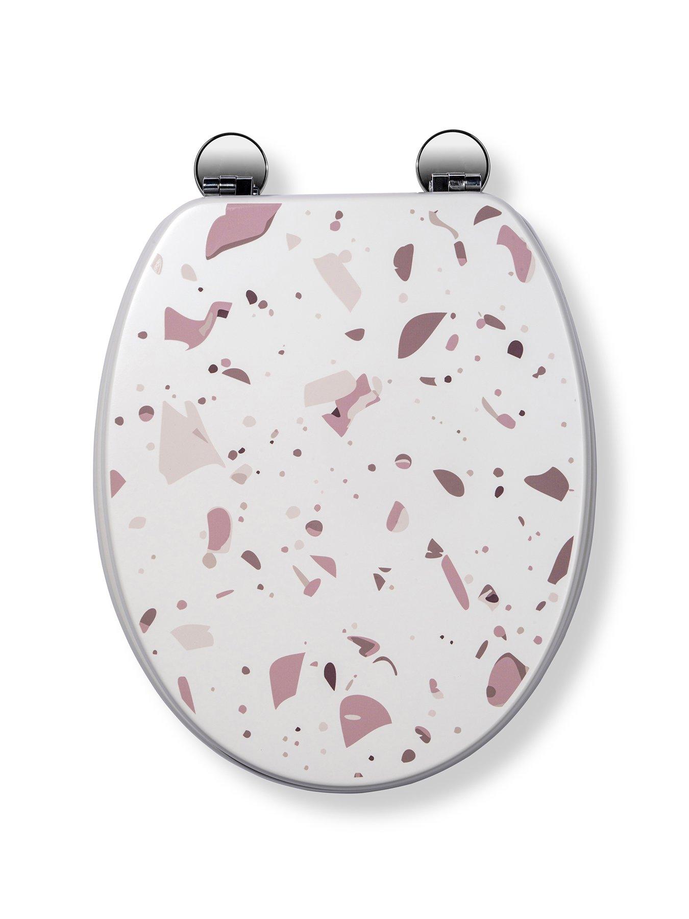 Image 2 of 7 of Croydex Terrazzo Pink Print Flexi-fix Toilet Seat