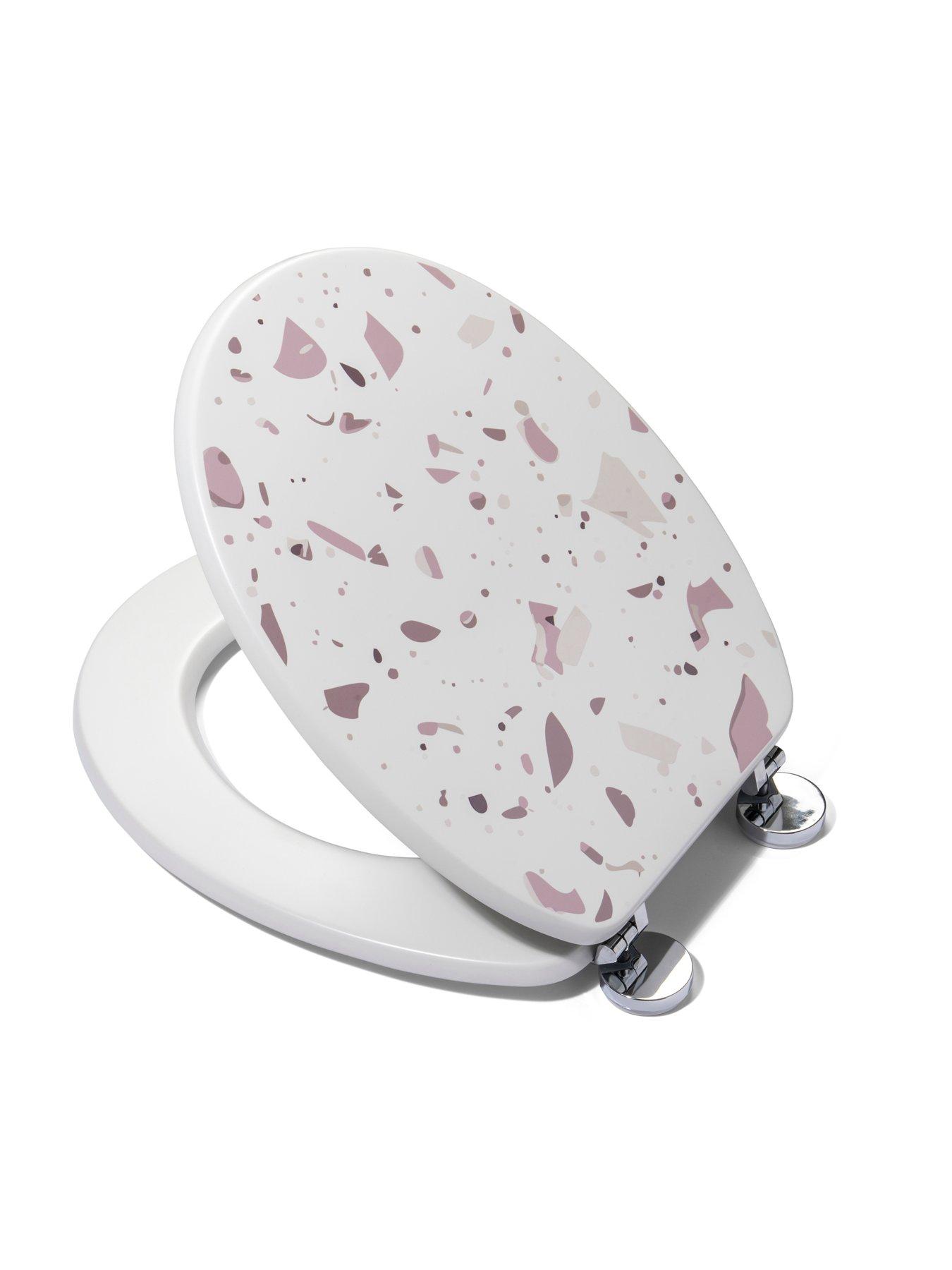 Image 3 of 7 of Croydex Terrazzo Pink Print Flexi-fix Toilet Seat