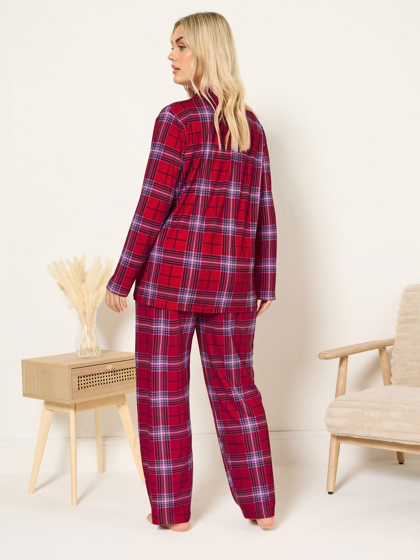 yours-curve-soft-touch-check-button-pyjama-set-redstillFront