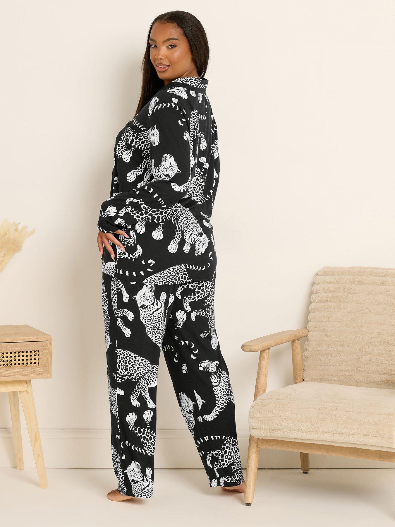 yours-curve-soft-touch-leopard-button-pyjama-set-blackstillFront