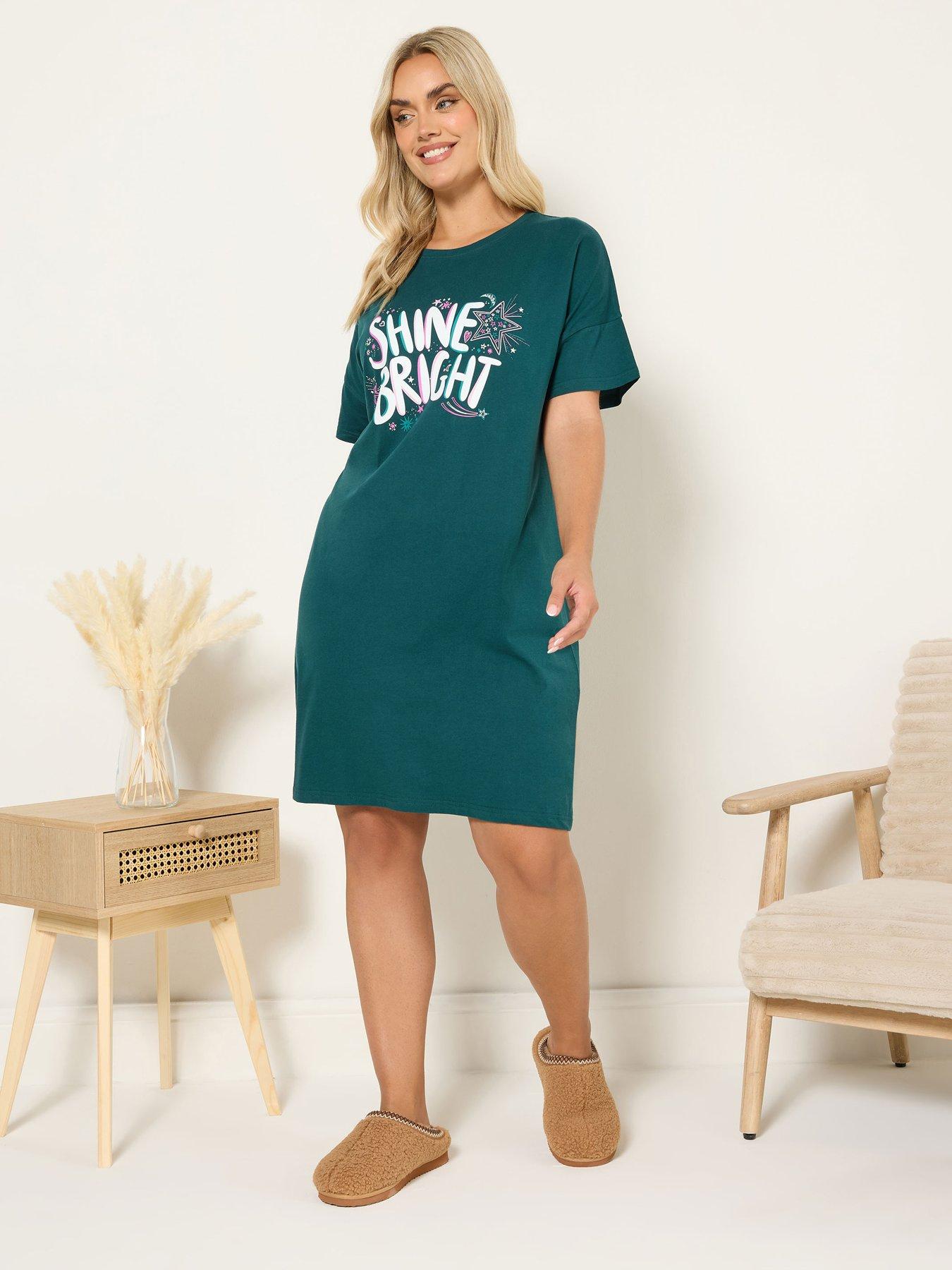 Yours Curve Shine Bright Sleep Tee Nightdress - Green