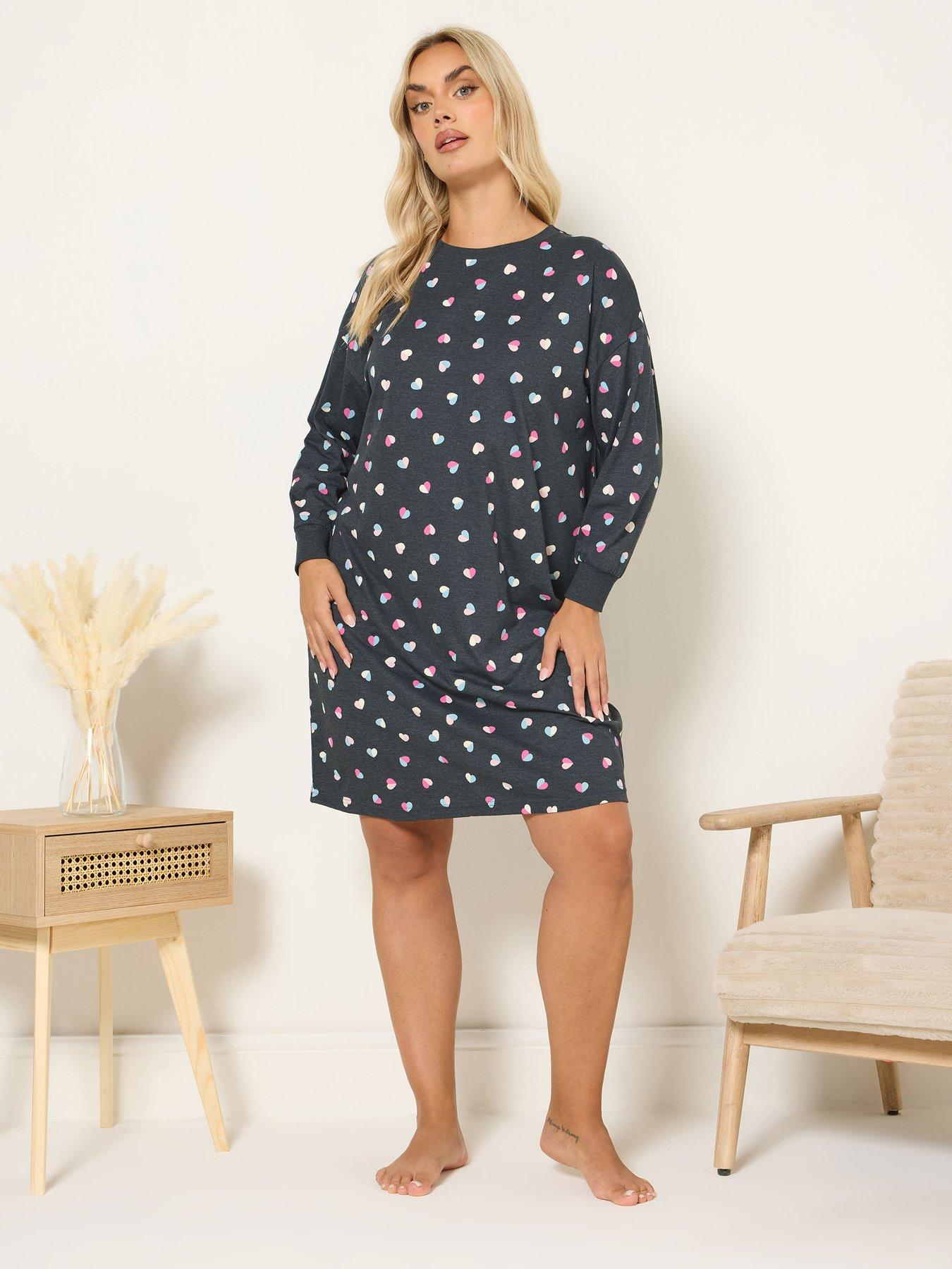 yours-curve-heart-long-sleeve-nightdress-grey