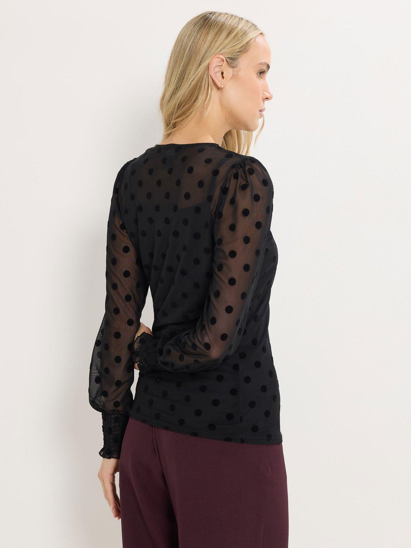 long-tall-sally-burnout-spot-balloon-sleeve-top-blackstillFront