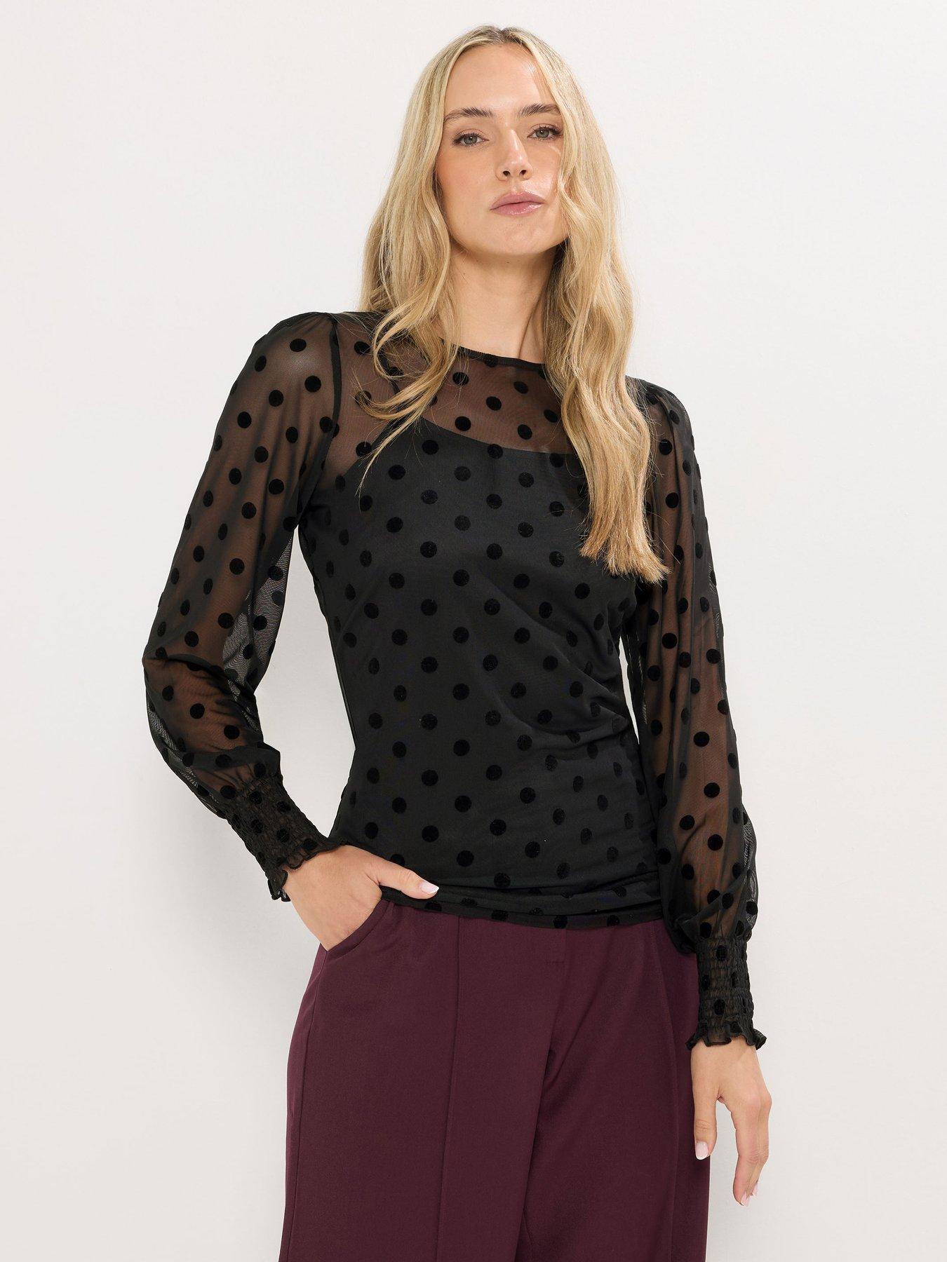 long-tall-sally-burnout-spot-balloon-sleeve-top-blackoutfit