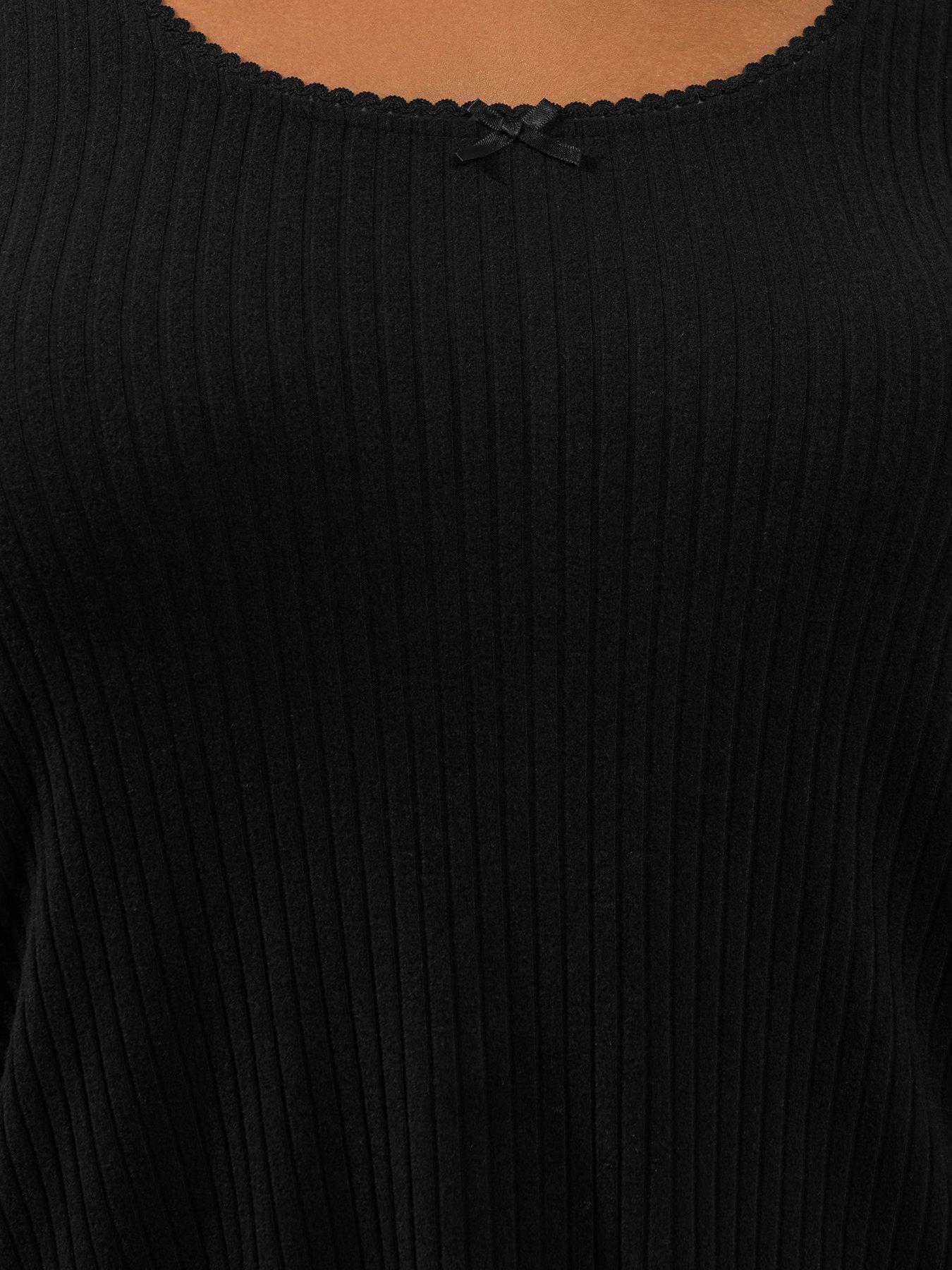 Image 4 of 4 of Yours Curve Rib Tunic Mini Dress - Black