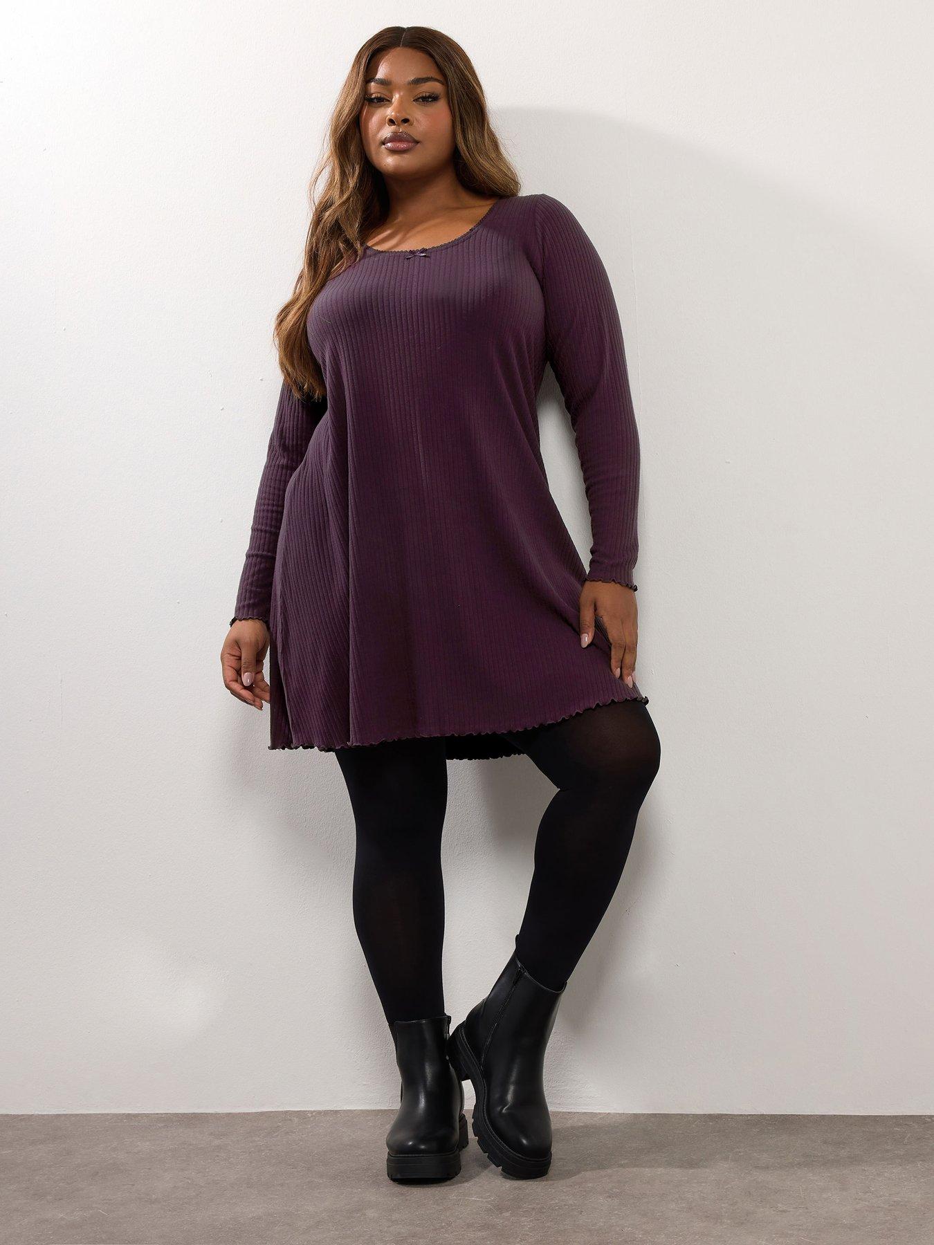 yours-curve-contrast-rib-tunic-purpleback