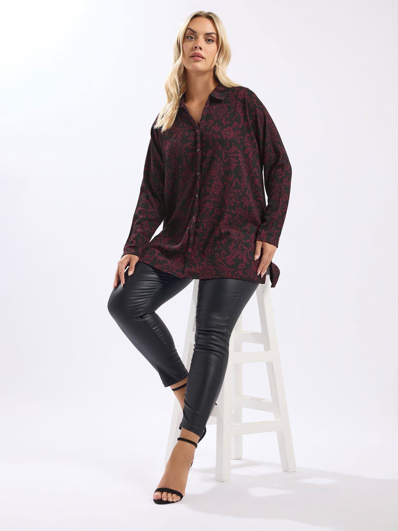 yours-curve-floral-textured-shirt-blackback
