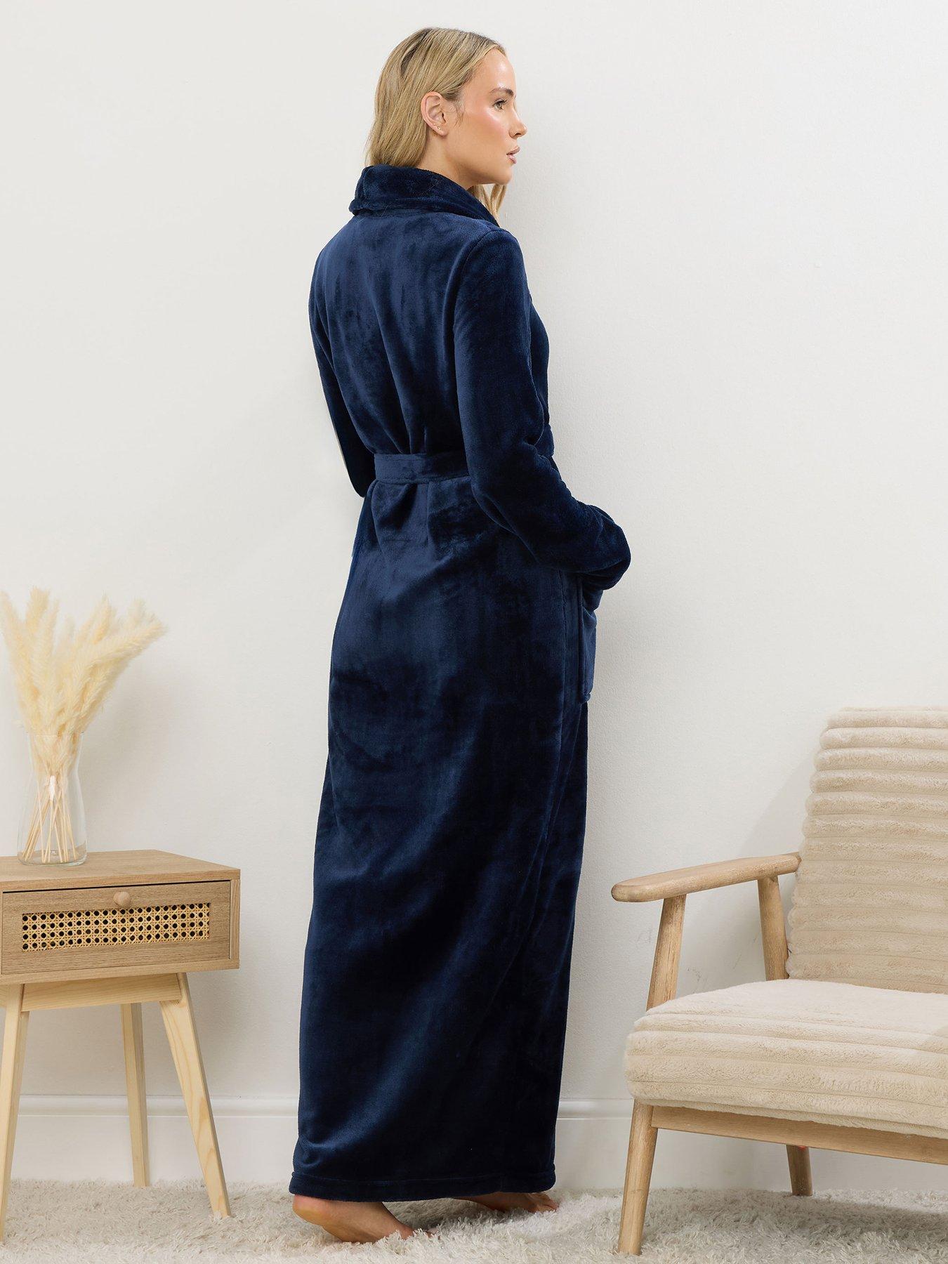 Image 2 of 6 of Long Tall Sally Super Luxe Shawl Maxi Robe - Blue