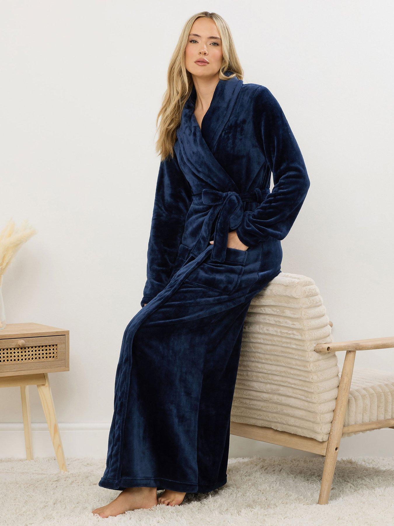 Image 3 of 6 of Long Tall Sally Super Luxe Shawl Maxi Robe - Blue