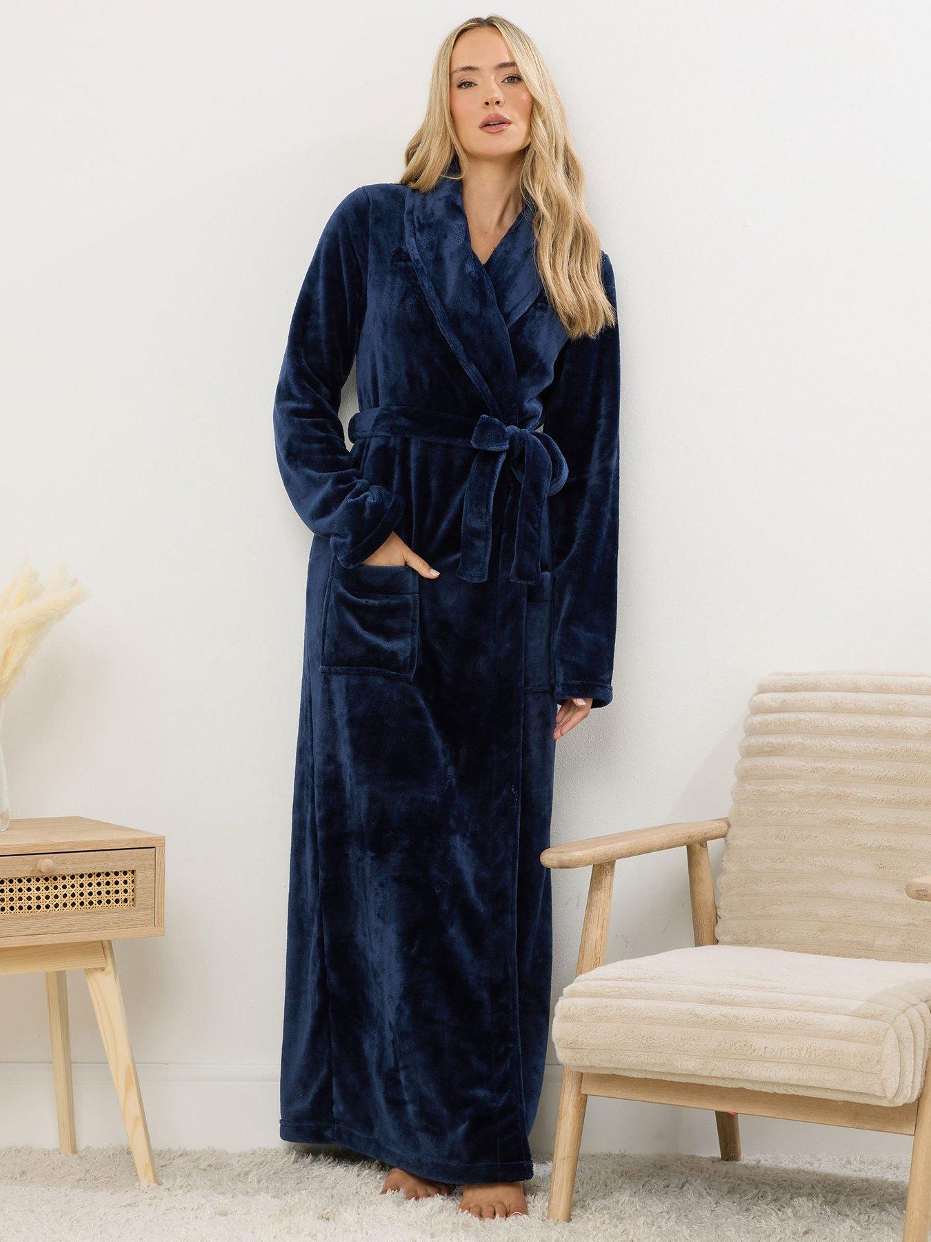 Image 4 of 6 of Long Tall Sally Super Luxe Shawl Maxi Robe - Blue
