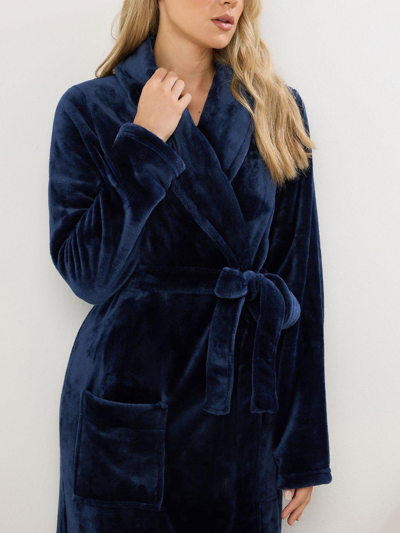 Image 5 of 6 of Long Tall Sally Super Luxe Shawl Maxi Robe - Blue