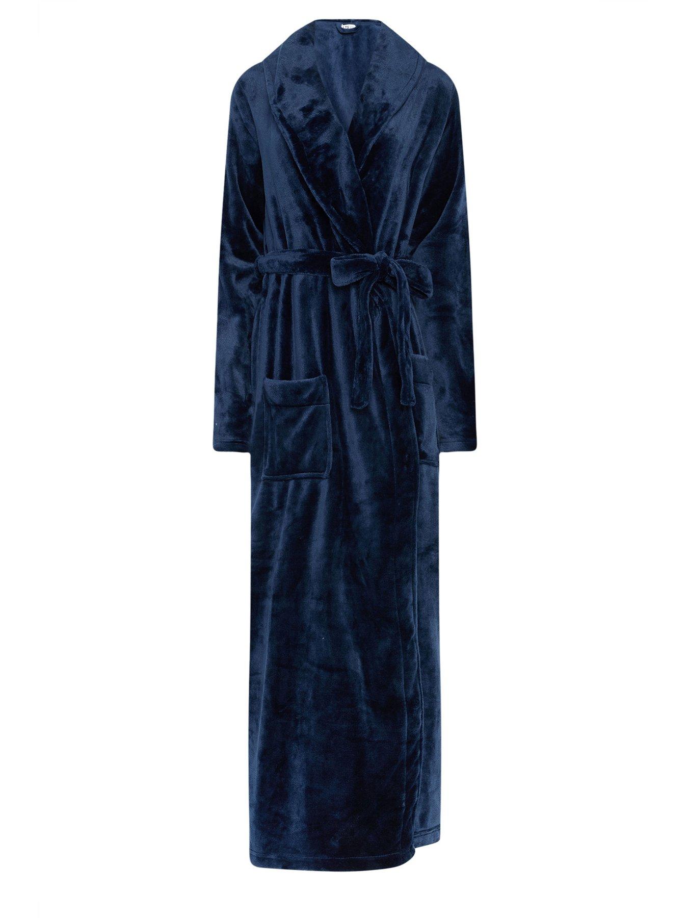Image 6 of 6 of Long Tall Sally Super Luxe Shawl Maxi Robe - Blue