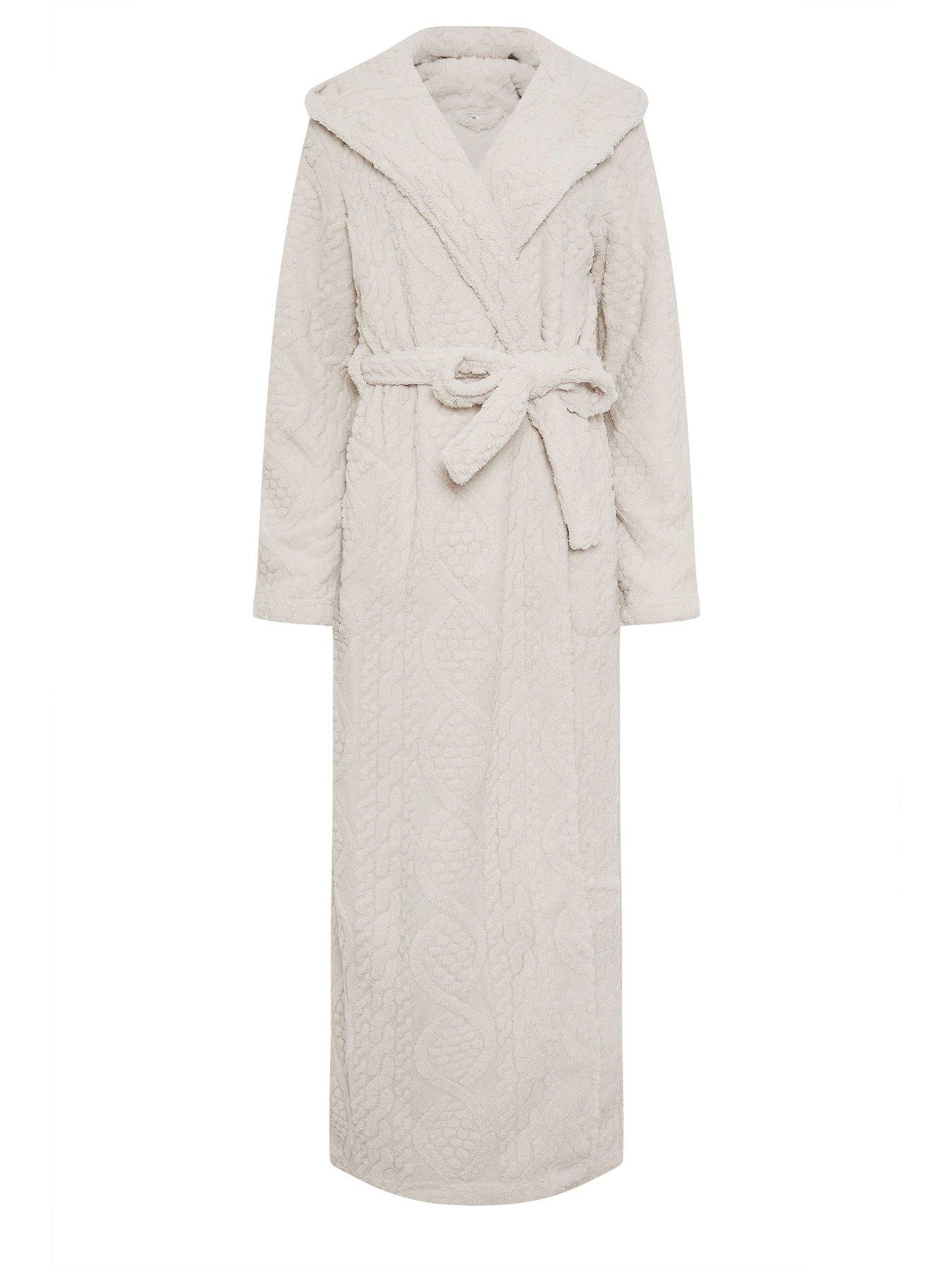 Image 5 of 5 of Long Tall Sally Cable Maxi Hooded Robe - Natural