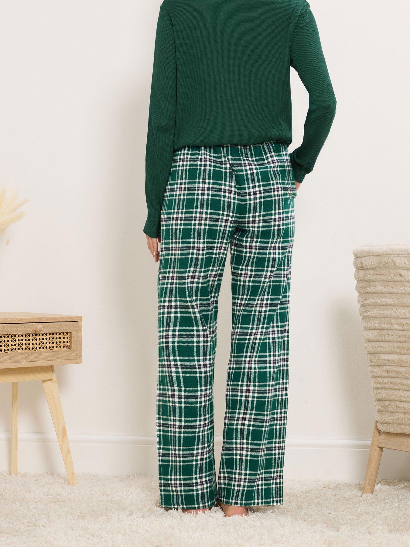 long-tall-sally-check-pyjama-pants-greenstillFront