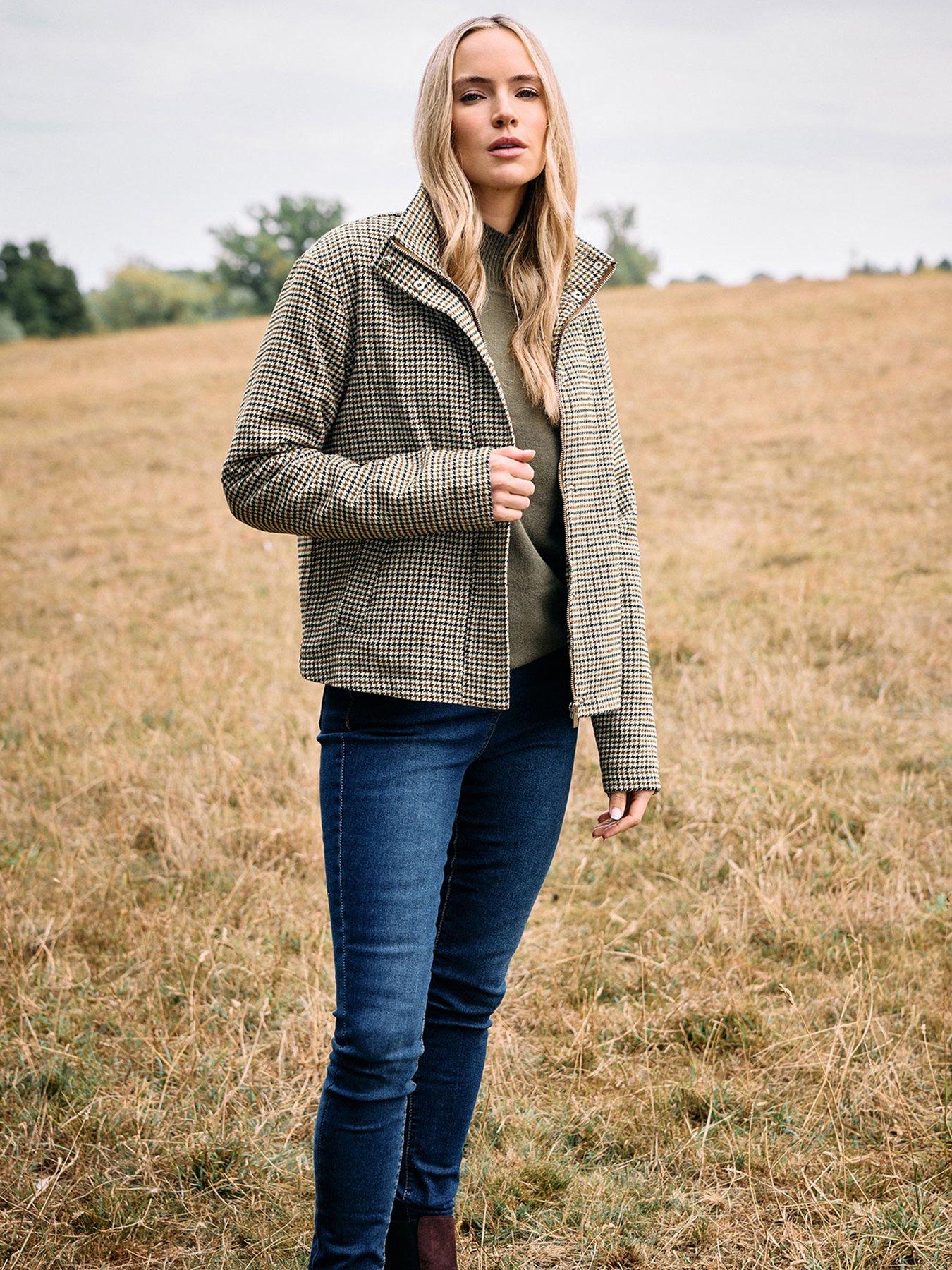 long-tall-sally-check-funnel-neck-jacket-brownfront