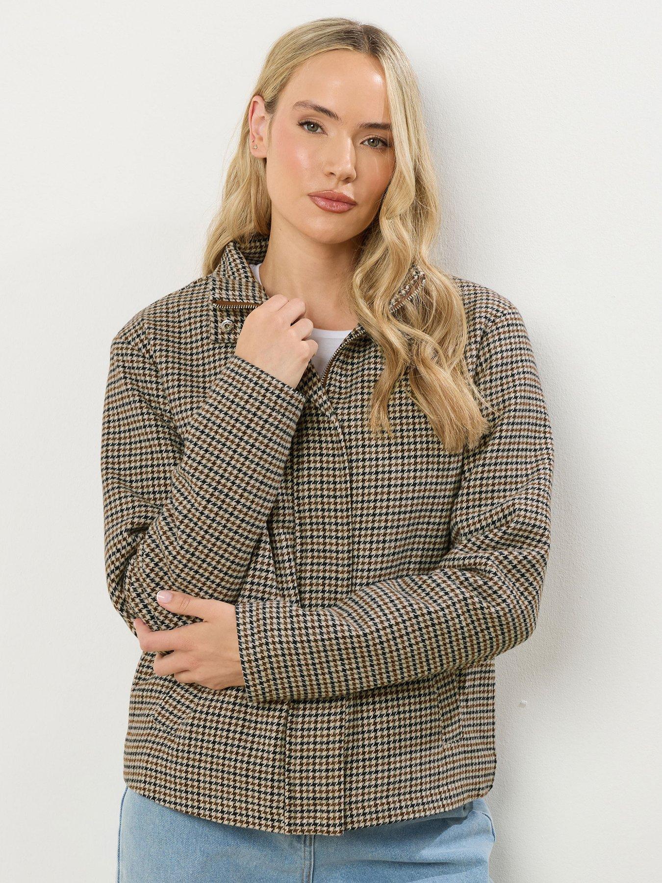 long-tall-sally-check-funnel-neck-jacket-brownoutfit