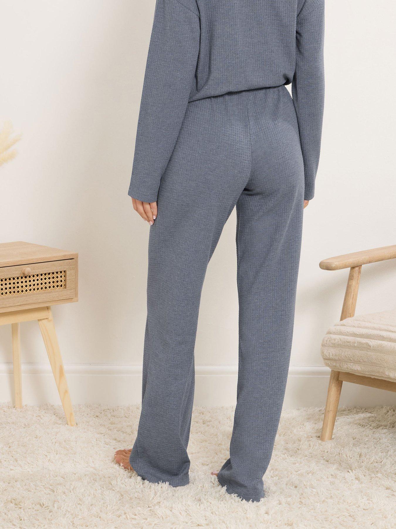 long-tall-sally-waffle-wide-leg-jogger-bluestillFront