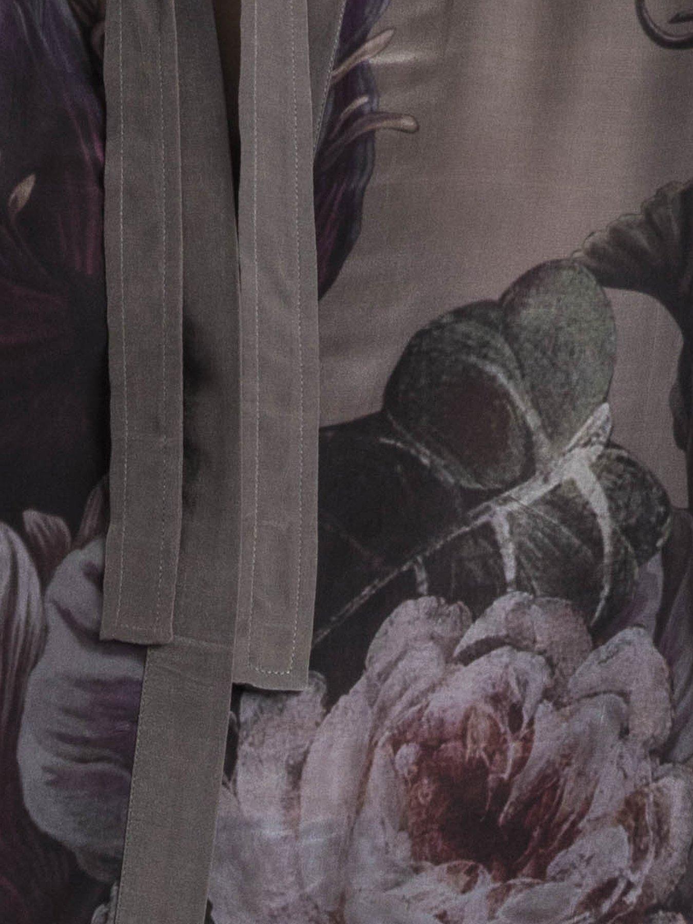 Image 6 of 6 of Religion Diana Tunic Dress With Neck Tie In Dark Floral Placement Print - Brown