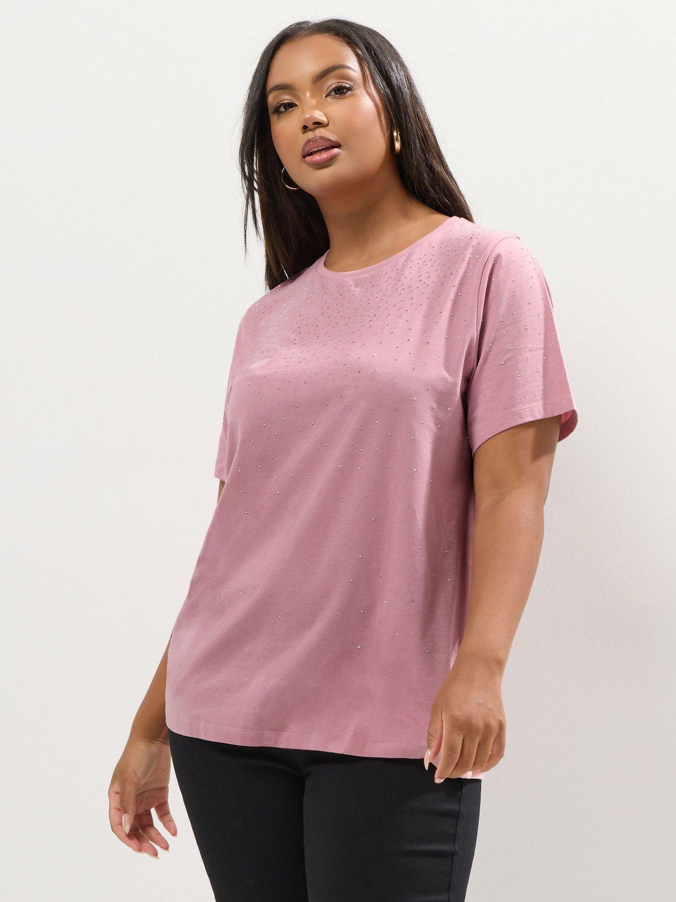 yours-curve-diamante-set-in-sleeve-t-shirt-pink