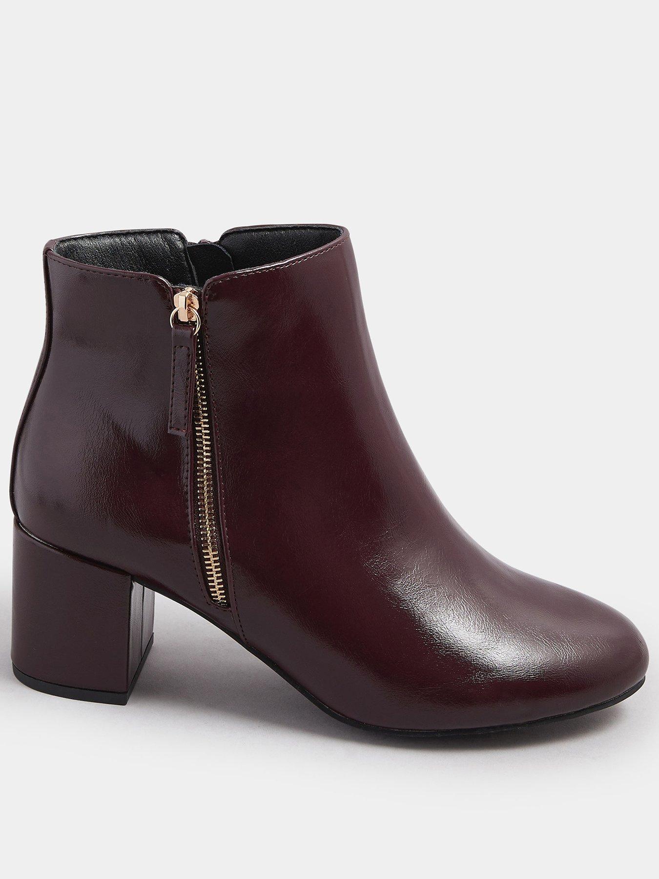Image 1 of 4 of Yours Extra Wide Fit Pu Side Zip Block Boot - Dark Red