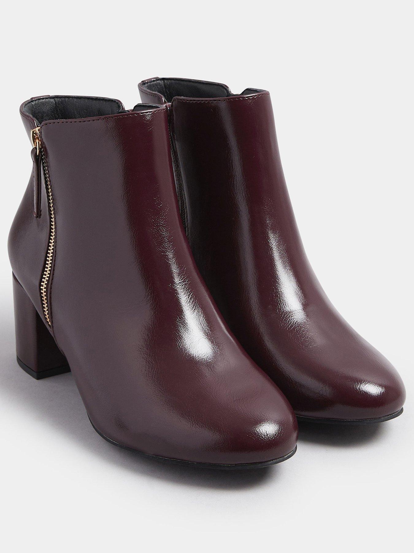 Image 2 of 4 of Yours Extra Wide Fit Pu Side Zip Block Boot - Dark Red