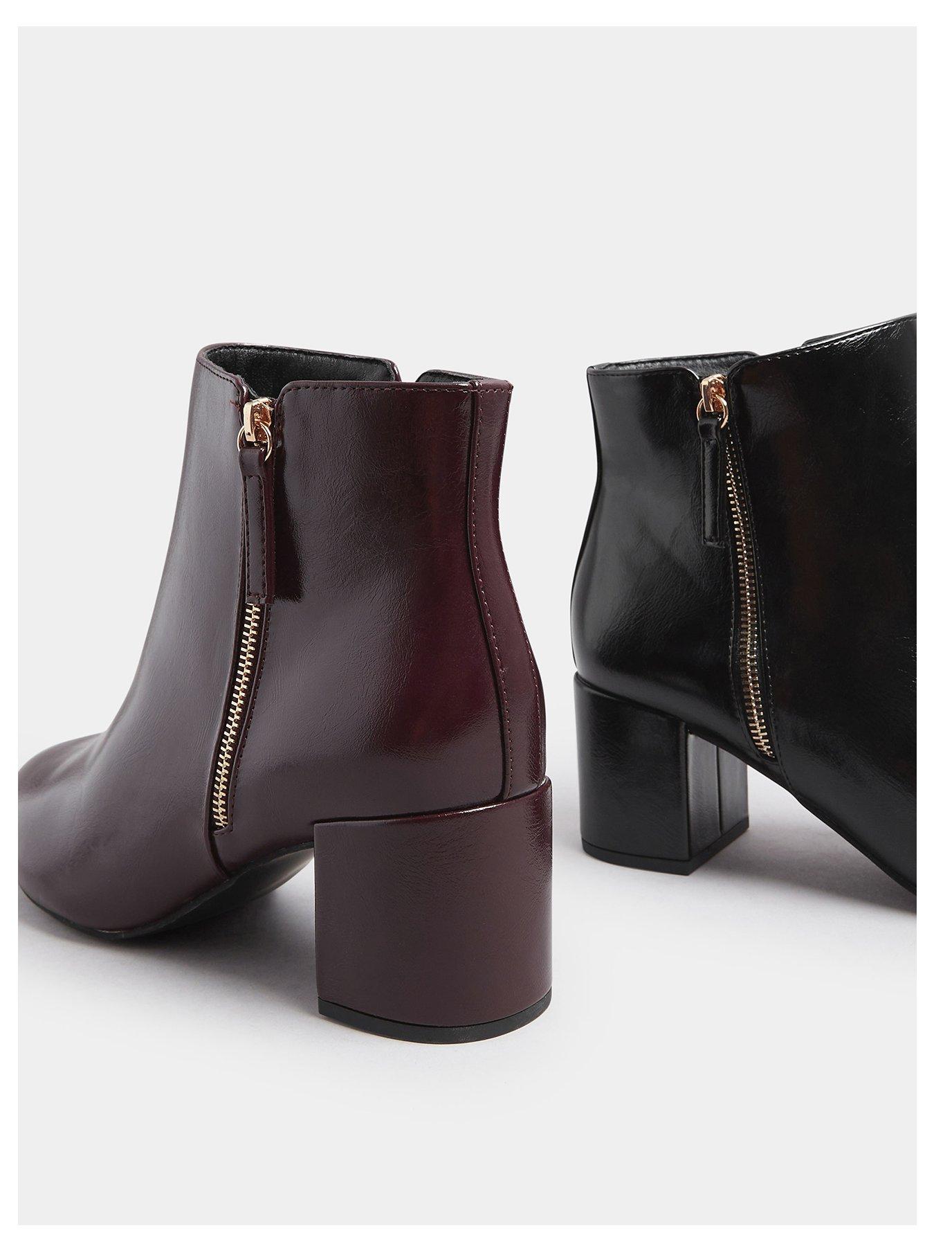 Image 3 of 4 of Yours Extra Wide Fit Pu Side Zip Block Boot - Dark Red