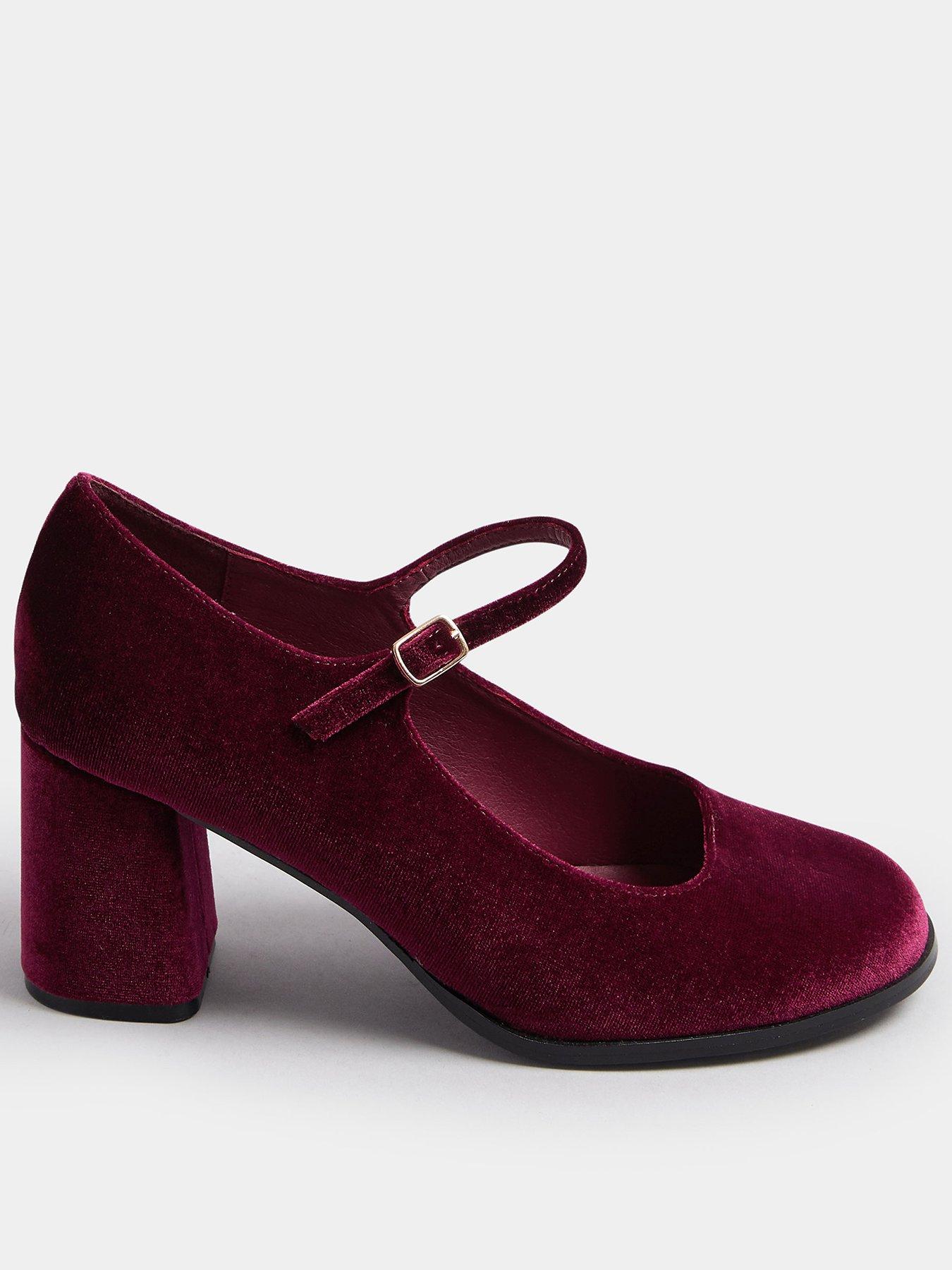 yours-extra-wide-fit-velvet-mary-jane-redfront