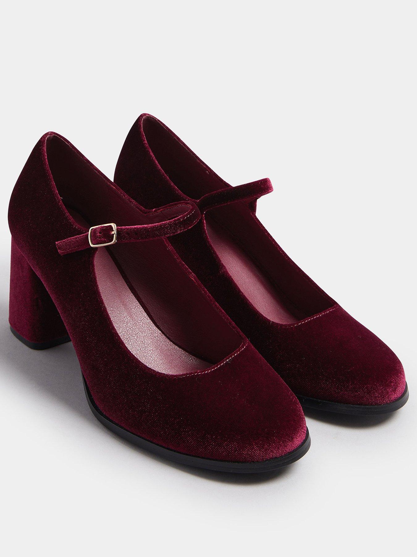 yours-extra-wide-fit-velvet-mary-jane-redstillFront