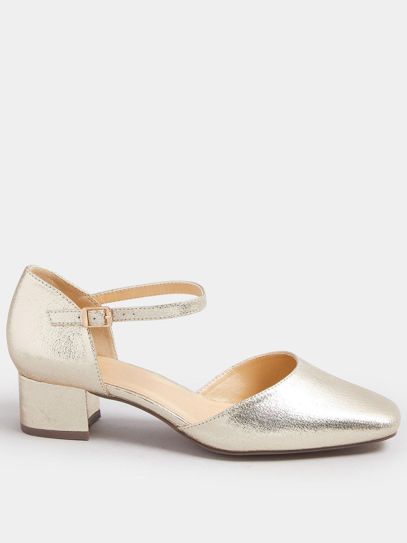 Image 1 of 4 of Yours Extra Wide Fit Two Part Block Heel Mary Jane - Gold
