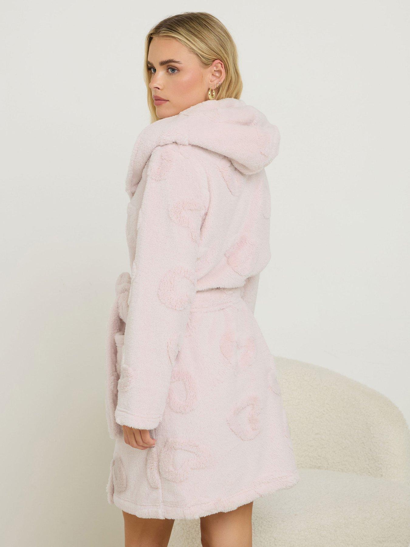 PixieGirl Petite Heart Short Hooded Robe - Pink | Very Ireland