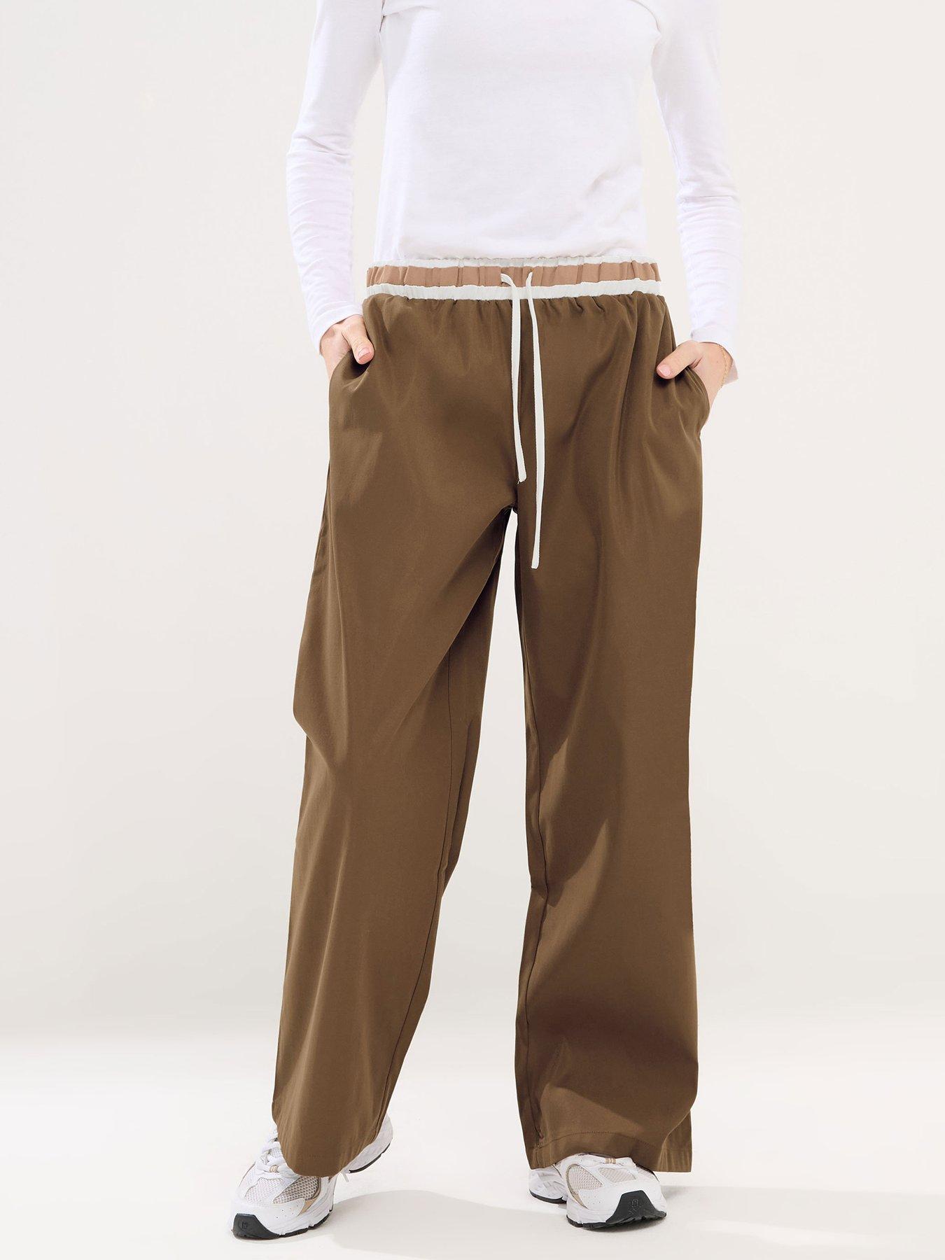 PixieGirl Petite Utility Wide Leg Trouser - Brown