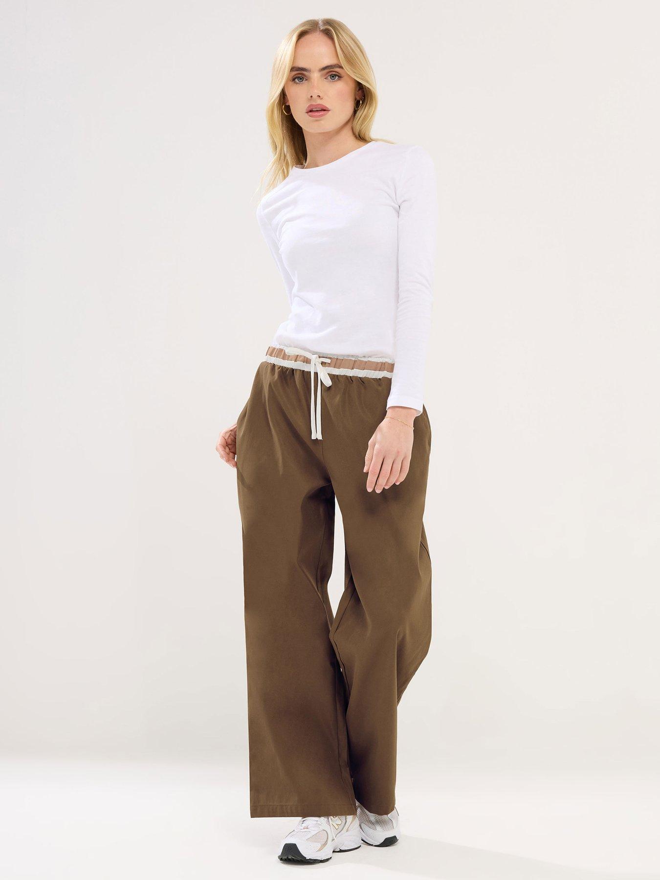 Image 3 of 5 of PixieGirl Petite Utility Wide Leg Trouser - Brown