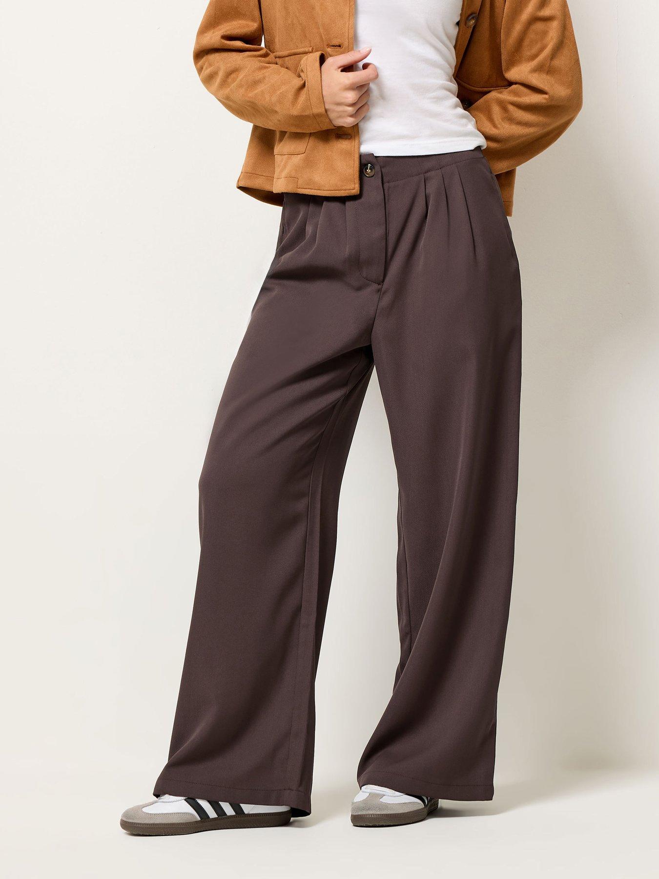 pixiegirl-petite-pleat-front-wide-leg-trouser-brownback