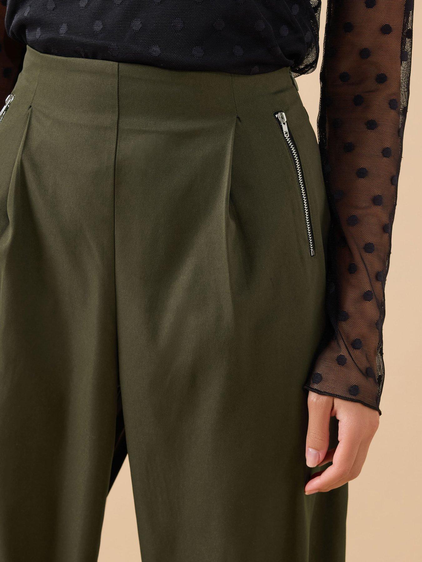 pixiegirl-petite-metal-zip-wide-leg-trouser-greenoutfit