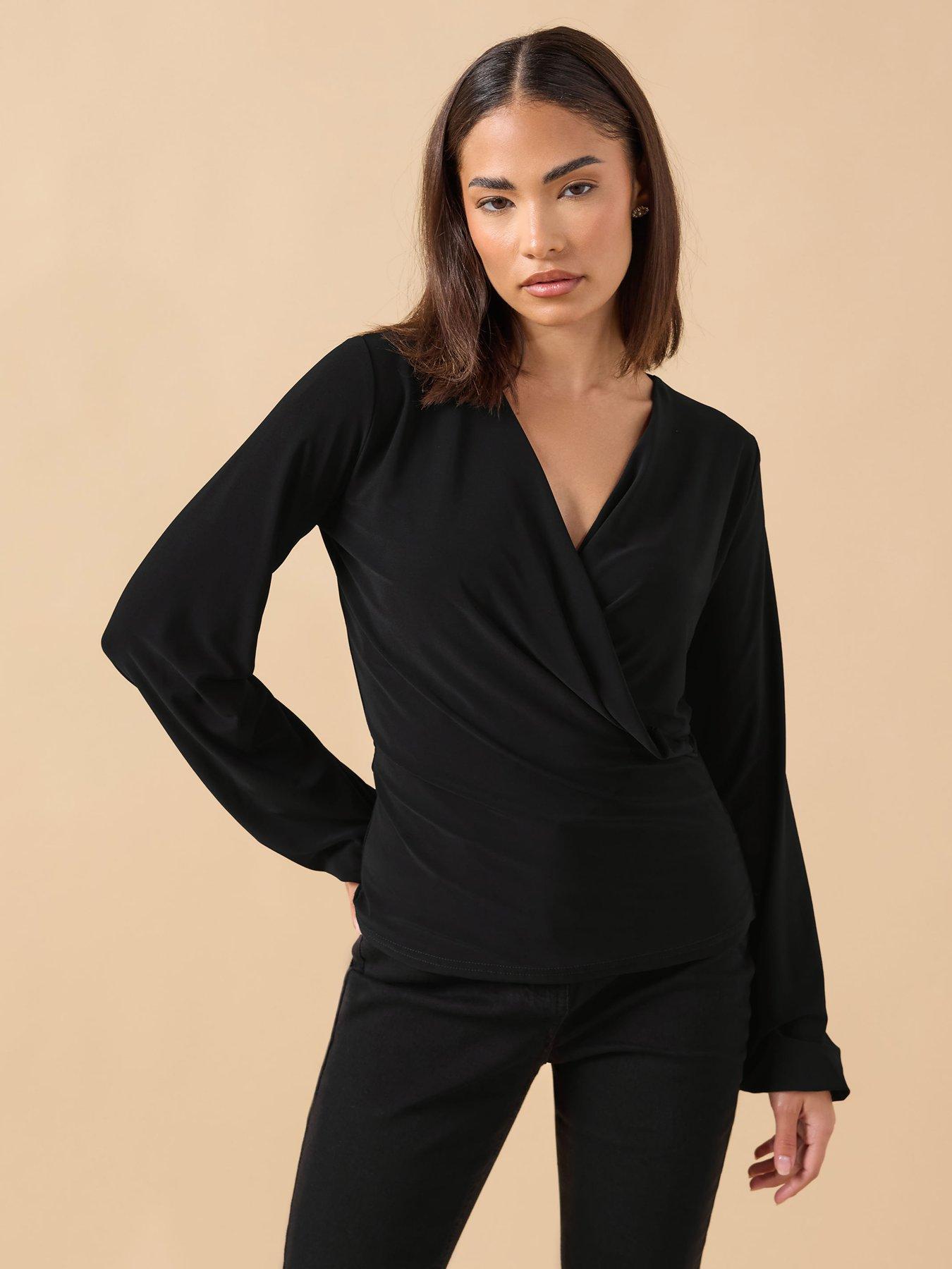 pixiegirl-petite-wrap-top-black