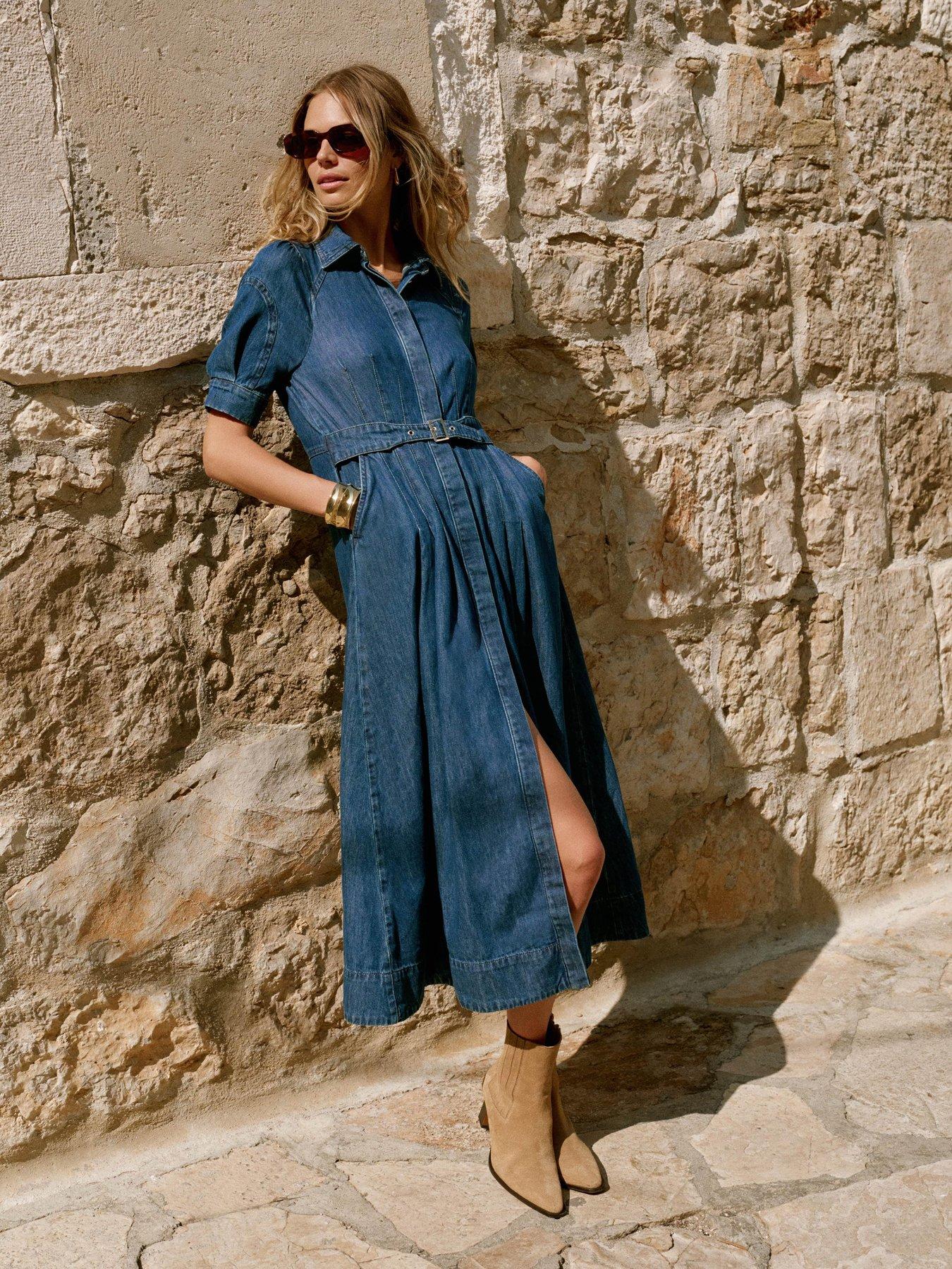 Image 2 of 6 of Mint Velvet Indigo Denim Midi Shirt Dress - Blue