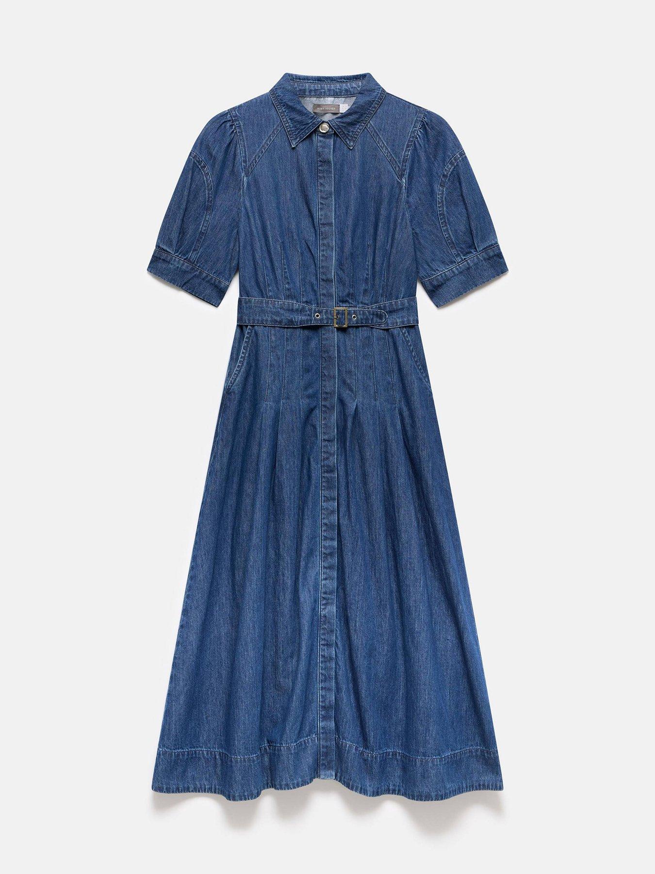 Image 5 of 6 of Mint Velvet Indigo Denim Midi Shirt Dress - Blue