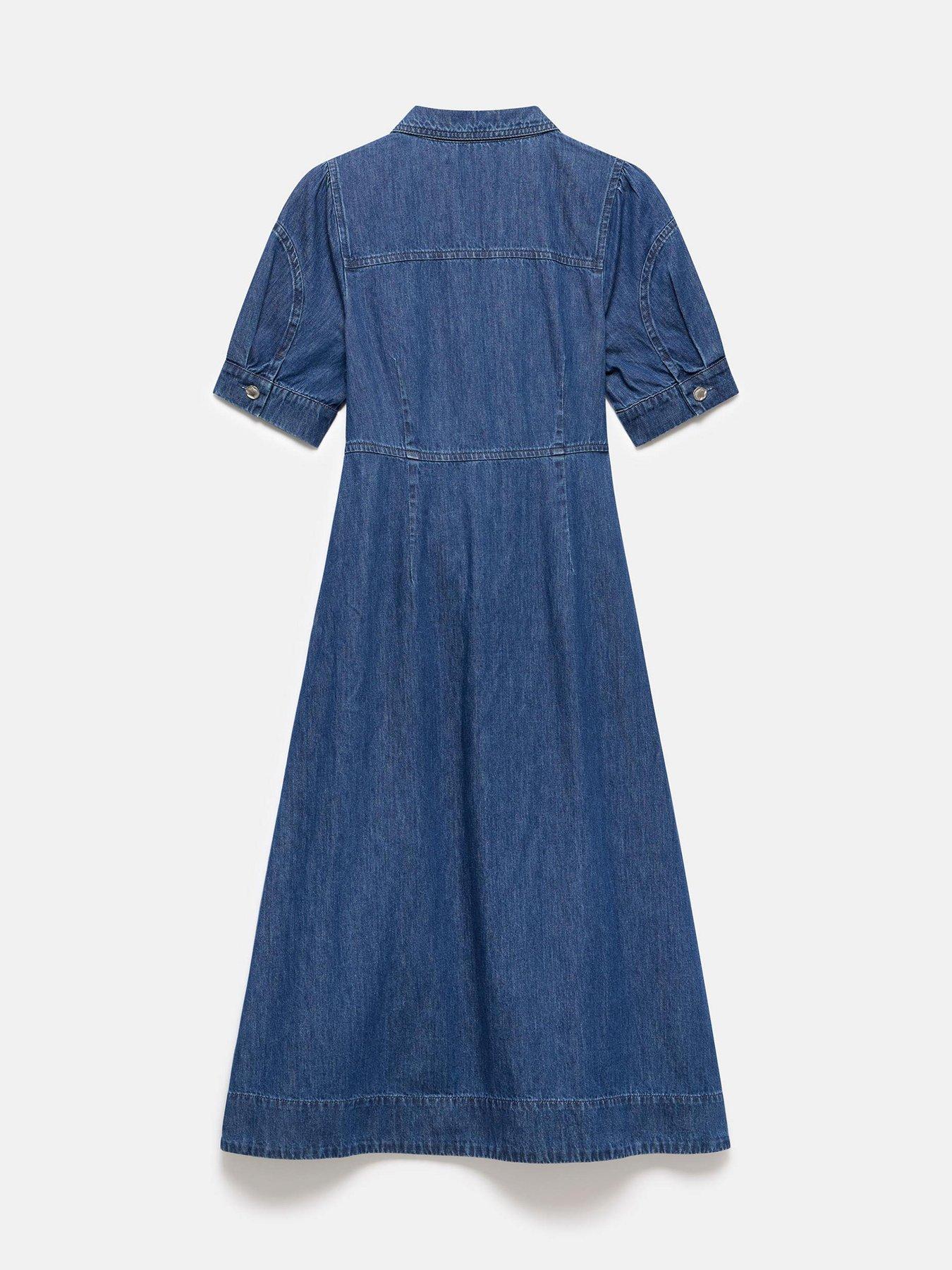 Image 6 of 6 of Mint Velvet Indigo Denim Midi Shirt Dress - Blue