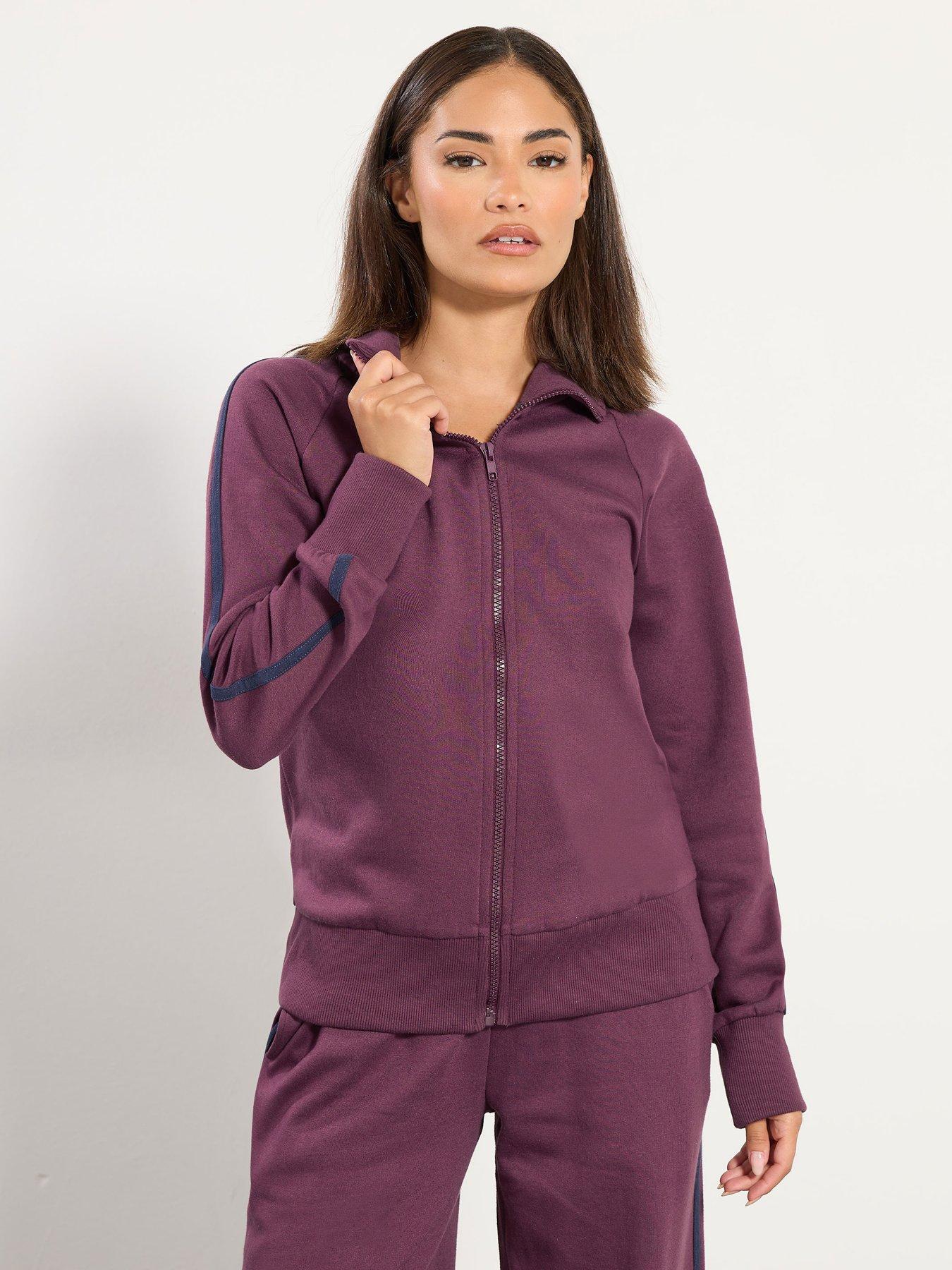 Image 1 of 4 of PixieGirl Petite Zip Thru Contrast Jacket - Burgundy Red