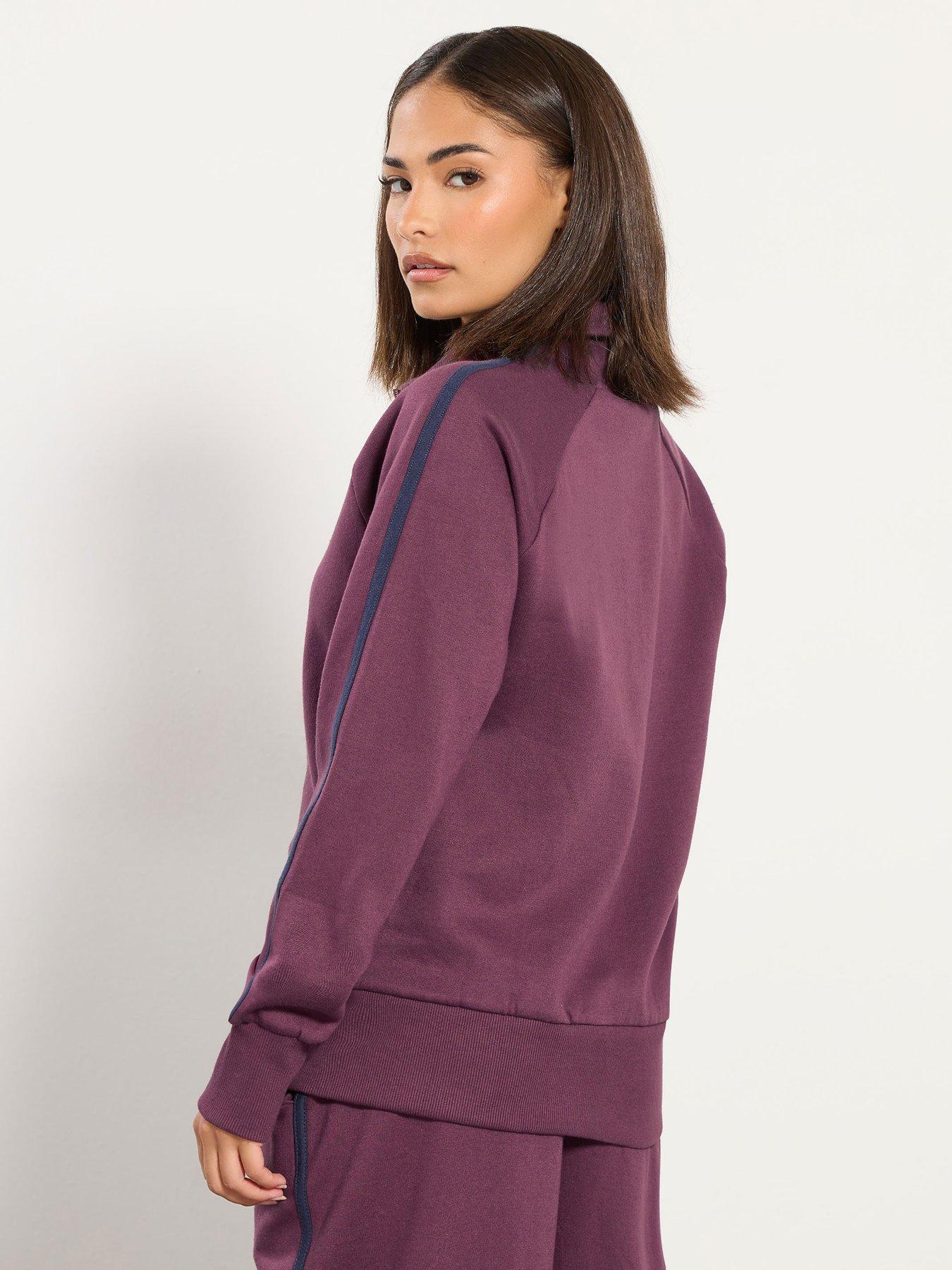 Image 2 of 4 of PixieGirl Petite Zip Thru Contrast Jacket - Burgundy Red