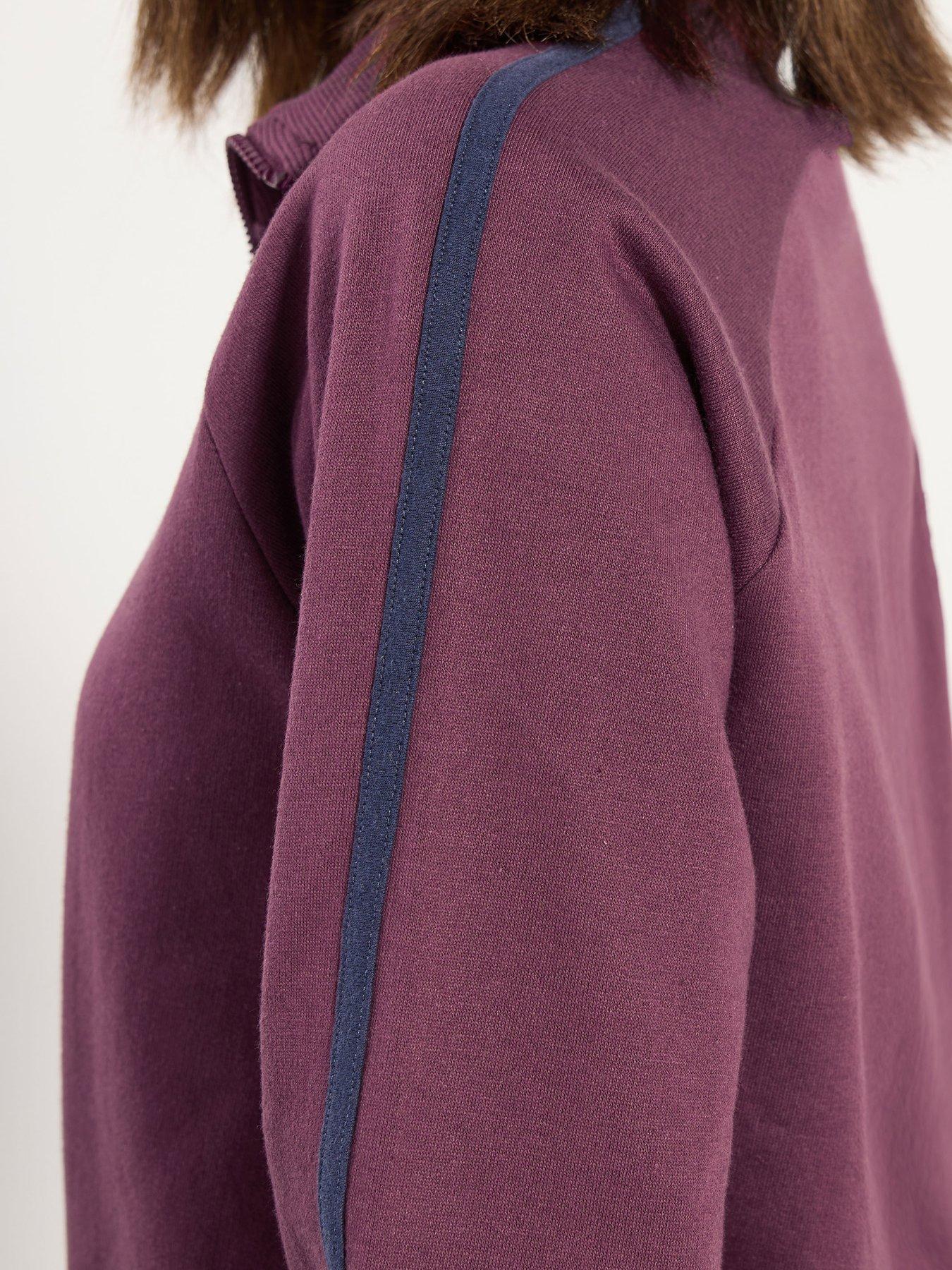 Image 4 of 4 of PixieGirl Petite Zip Thru Contrast Jacket - Burgundy Red