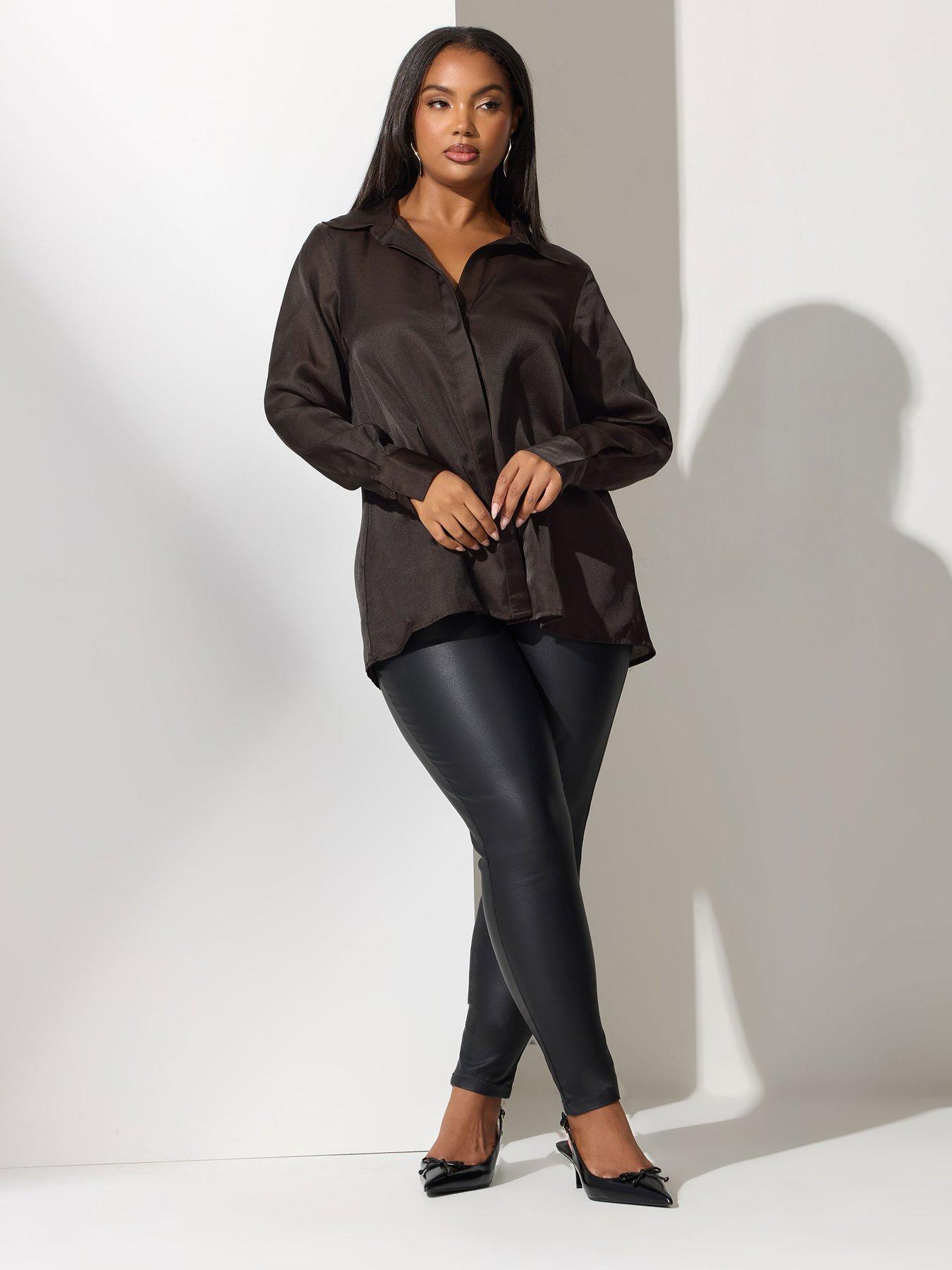 yours-curve-satin-open-collar-shirt-brownback